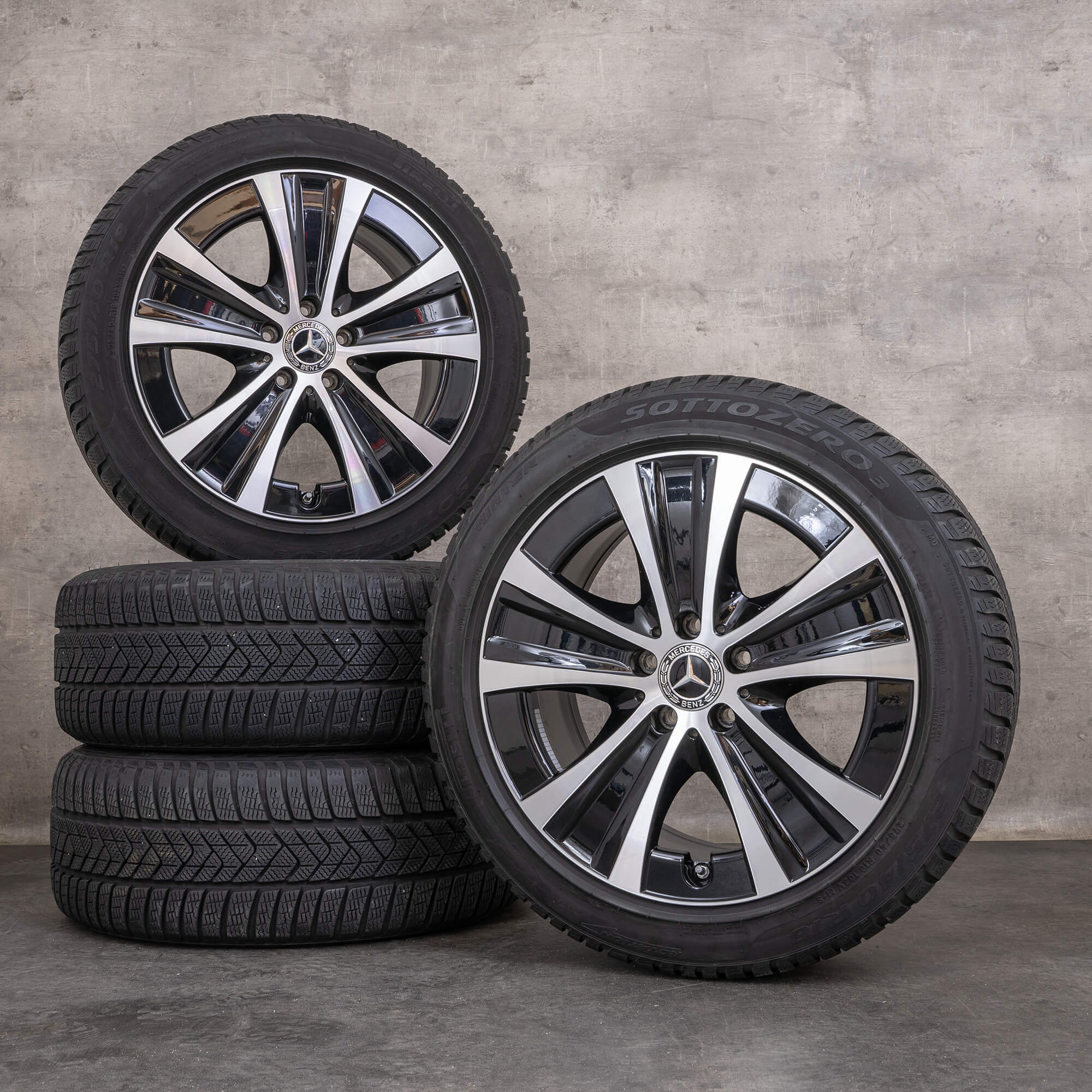 Alkuperäiset Mercedes Benz E-sarjan talvirenkaat 18 tuuman W213 S213 C238 A238 vanteet A2134013700 A2134015300 musta kiillotettu käännetty