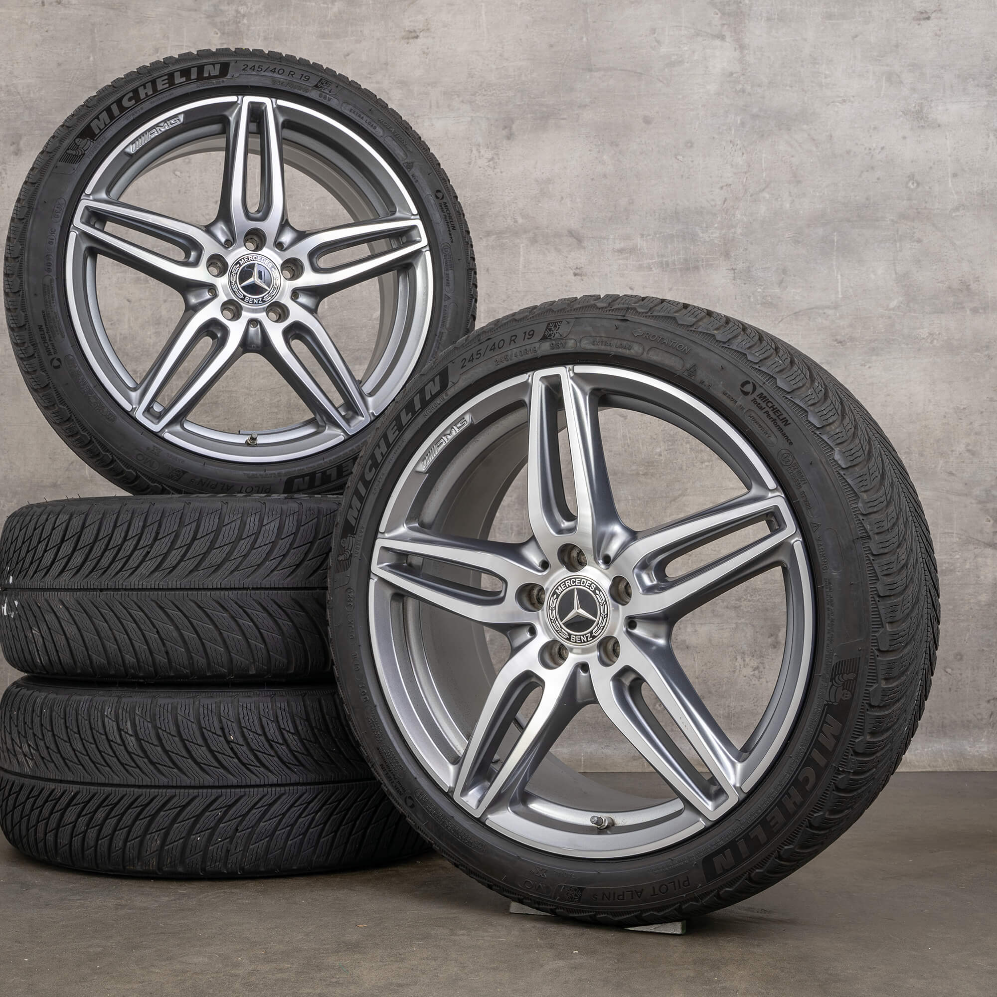 Originele Mercedes Benz E-Klasse E43 E53 AMG wintervelgen 19 inch W213 S213 C238 A238 velgen A2134013800 A2134012000 himalayagrijs glanzend gedraaid