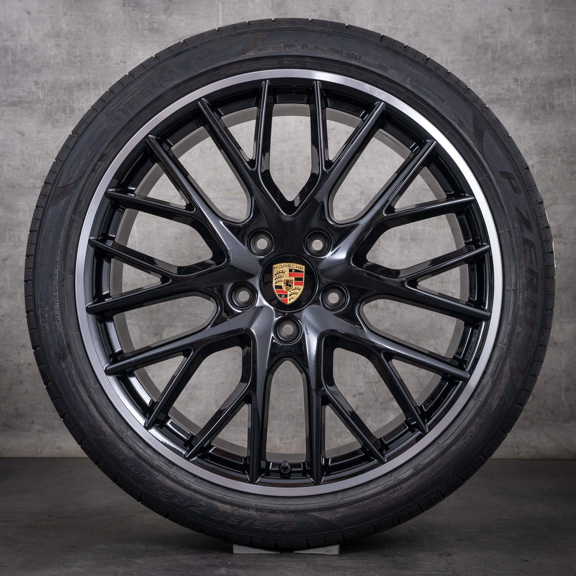 Originale Porsche Panamera-fælge 21 tommer 971 G2 sommerhjul 971601025D 971698025A sort diamond cut