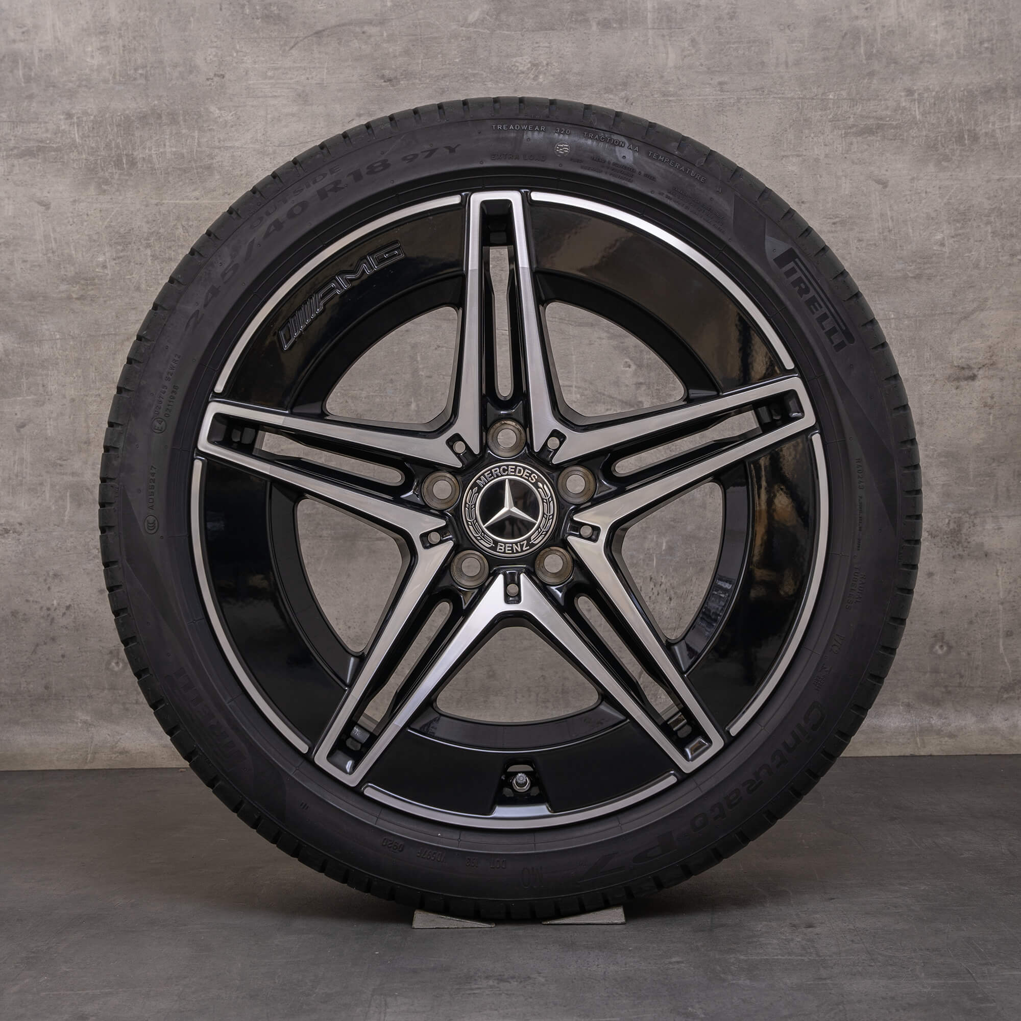 OEM Mercedes Benz C-Class rims 18 inch AMG W206 S206 summer wheels A2064011700 A2064011800 black glossy turned