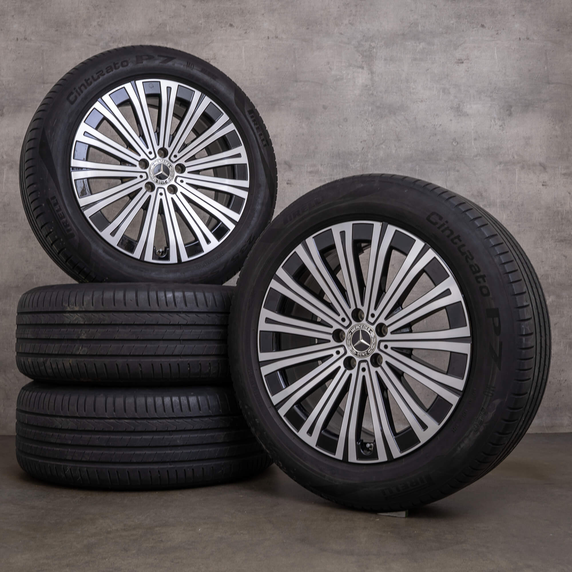 Original Mercedes Benz EQS Jantes 19 pouces V297 Roues d'été A2974010500 noir brillant