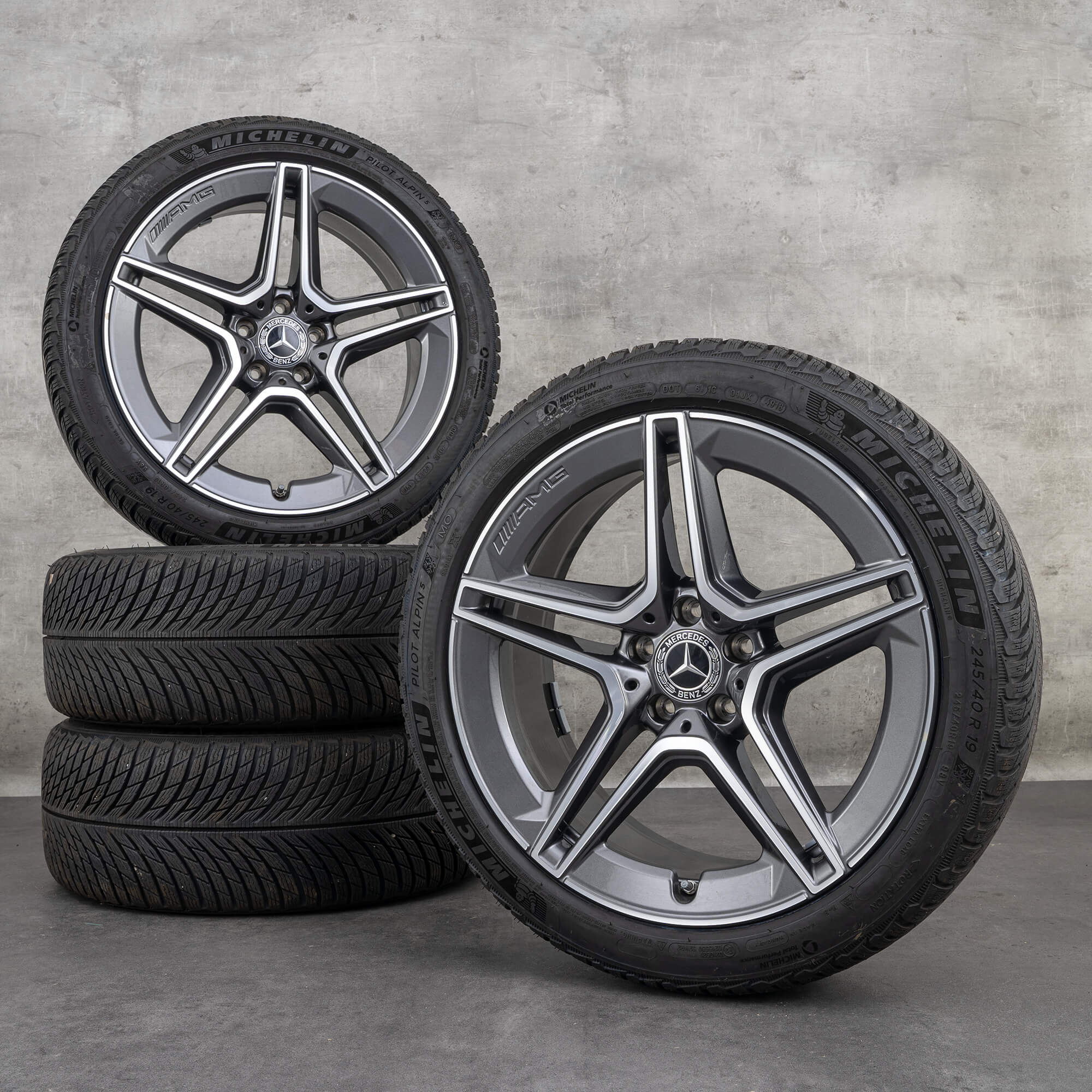 Oryginalne koła zimowe Mercedes Benz CLS 53 AMG 19 cali C257 felgi A2574013000 A2574011600 himalaya szary polerowane NOWOŚĆ