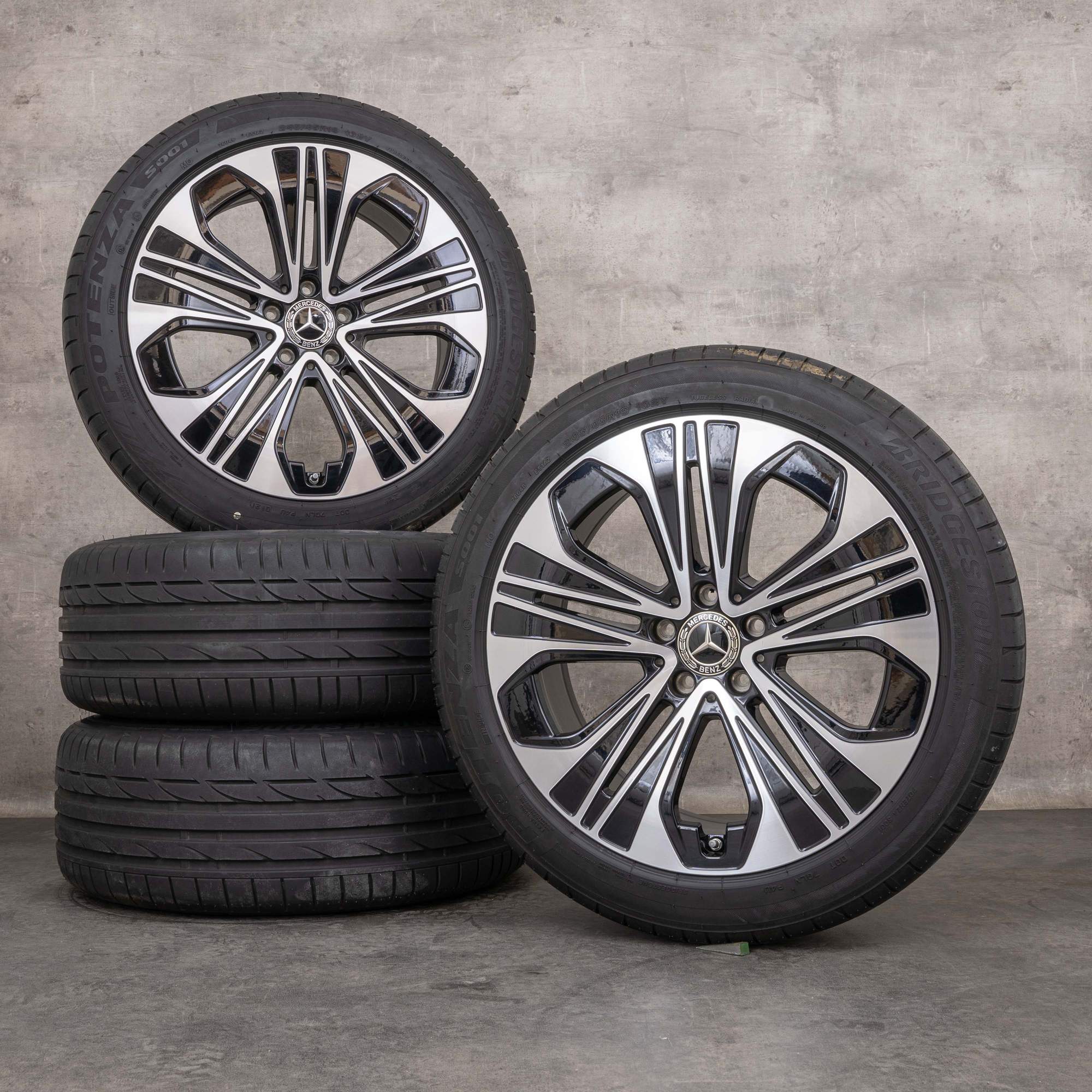 Llantas originales Mercedes Benz Clase E 19 pulgadas W214 S214 ruedas de verano A2144012300 negro pulido torneado