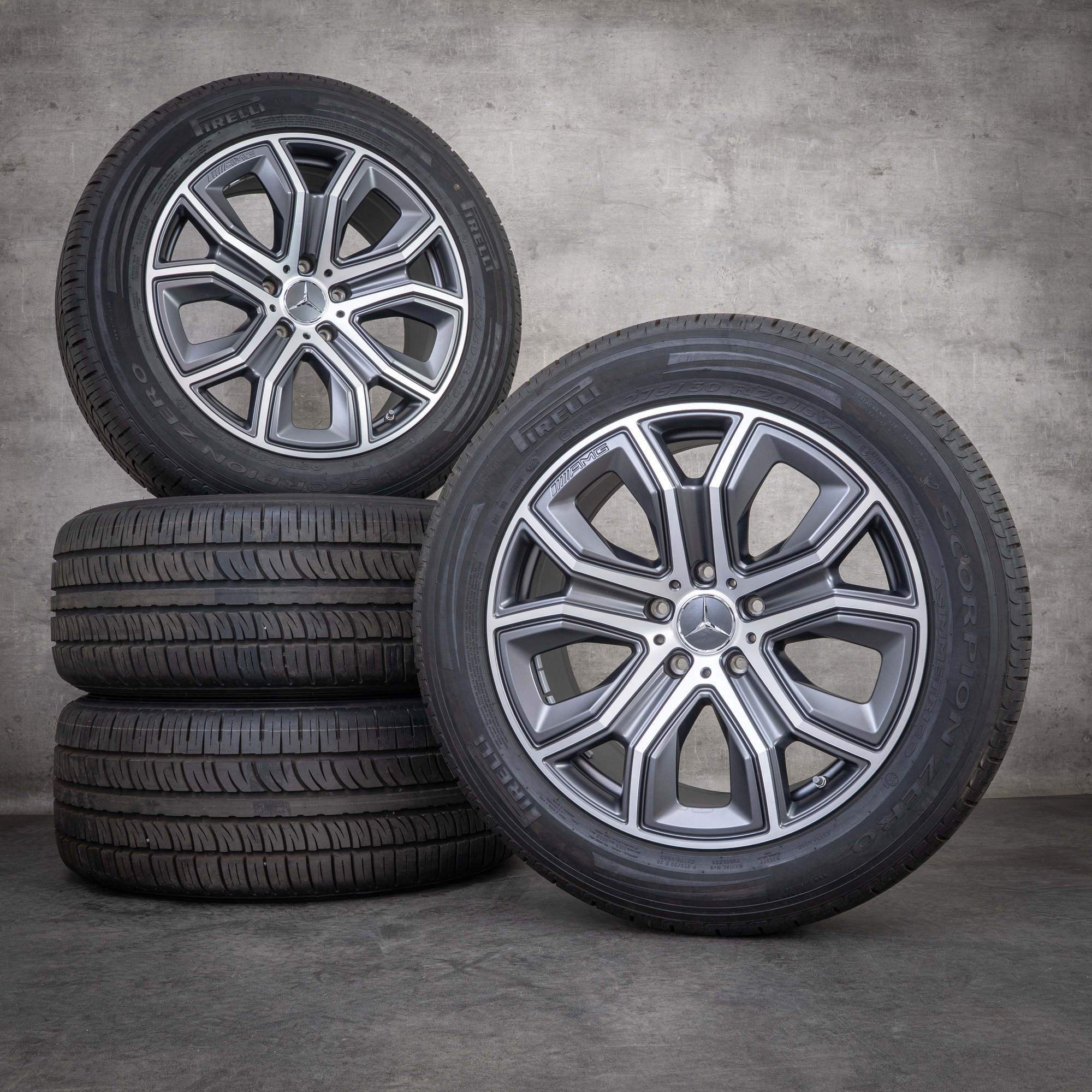 OEM Mercedes Benz G-Class G63 AMG rims 20 inch W463 W465 summer wheels A4654010900 himalaya gray matt polisched