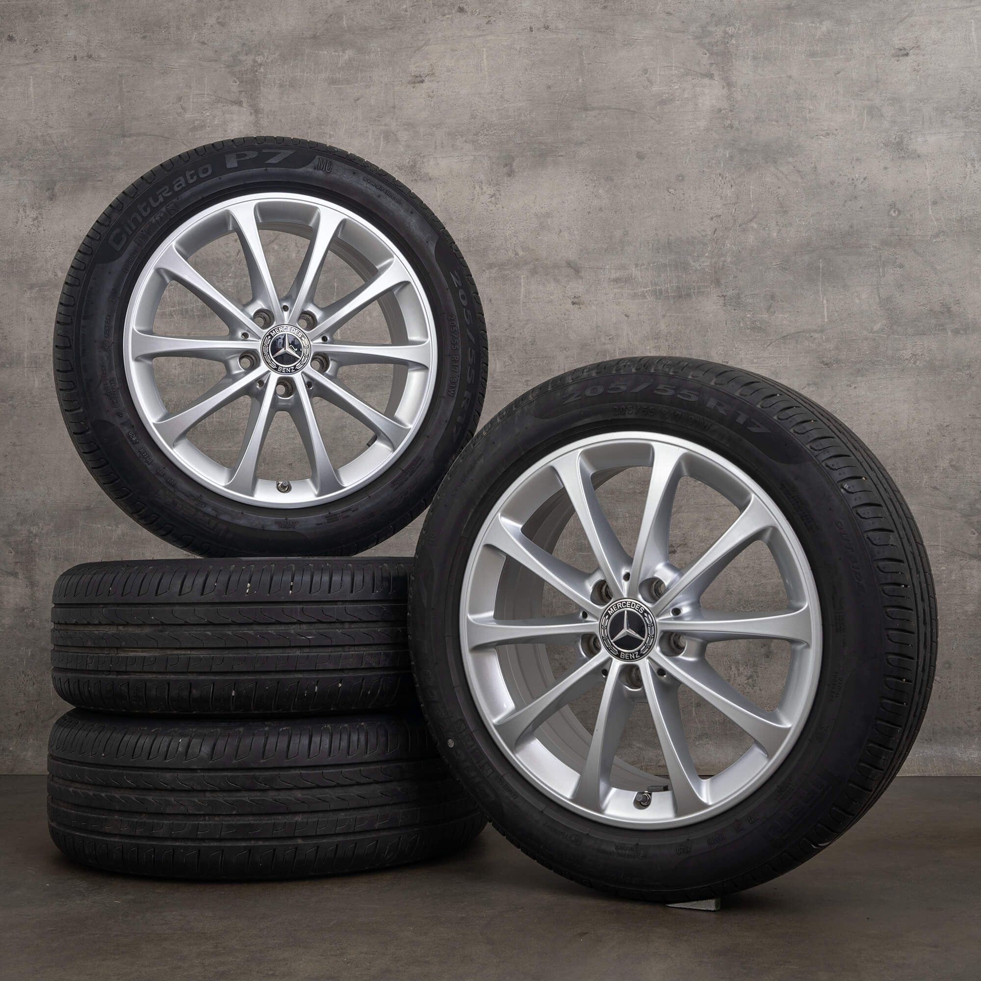 Oryginalne koła zimowe Mercedes Benz A Klasa B CLA 17 cali W177 W247 C118 X118 Felgi A1774010300 srebrne