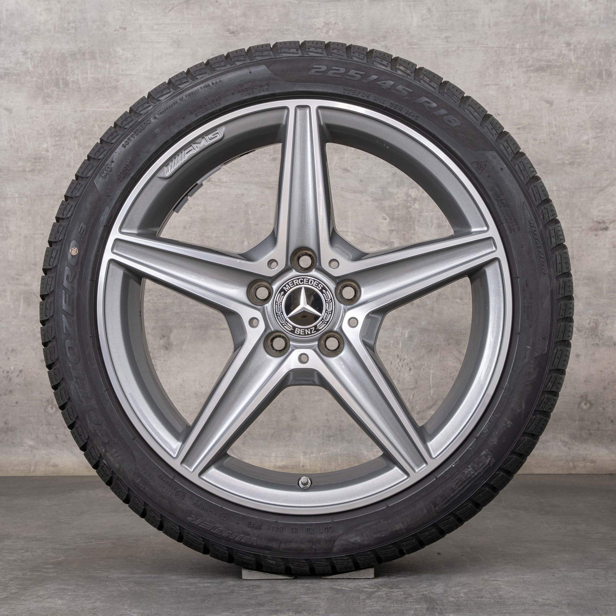 Originales Mercedes Benz Clase C AMG ruedas de invierno 18 pulgadas W205 S205 C205 A205 llantas A2054011100 negro pulido torneado