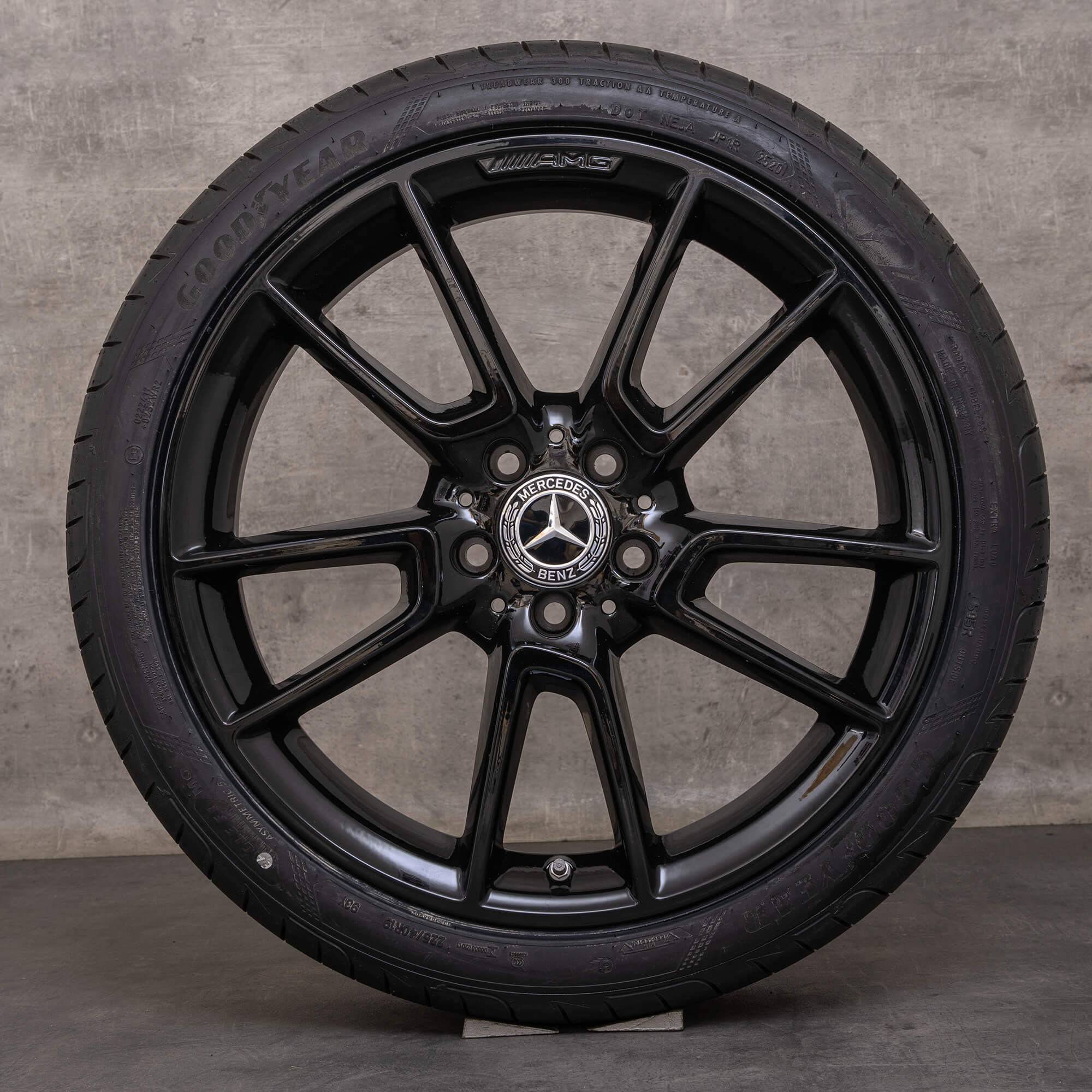 Llantas originales Mercedes Benz Clase C AMG de 19 pulgadas W205 S205 C205 A205 llantas verano A2054012200 A2054012300 negro brillante