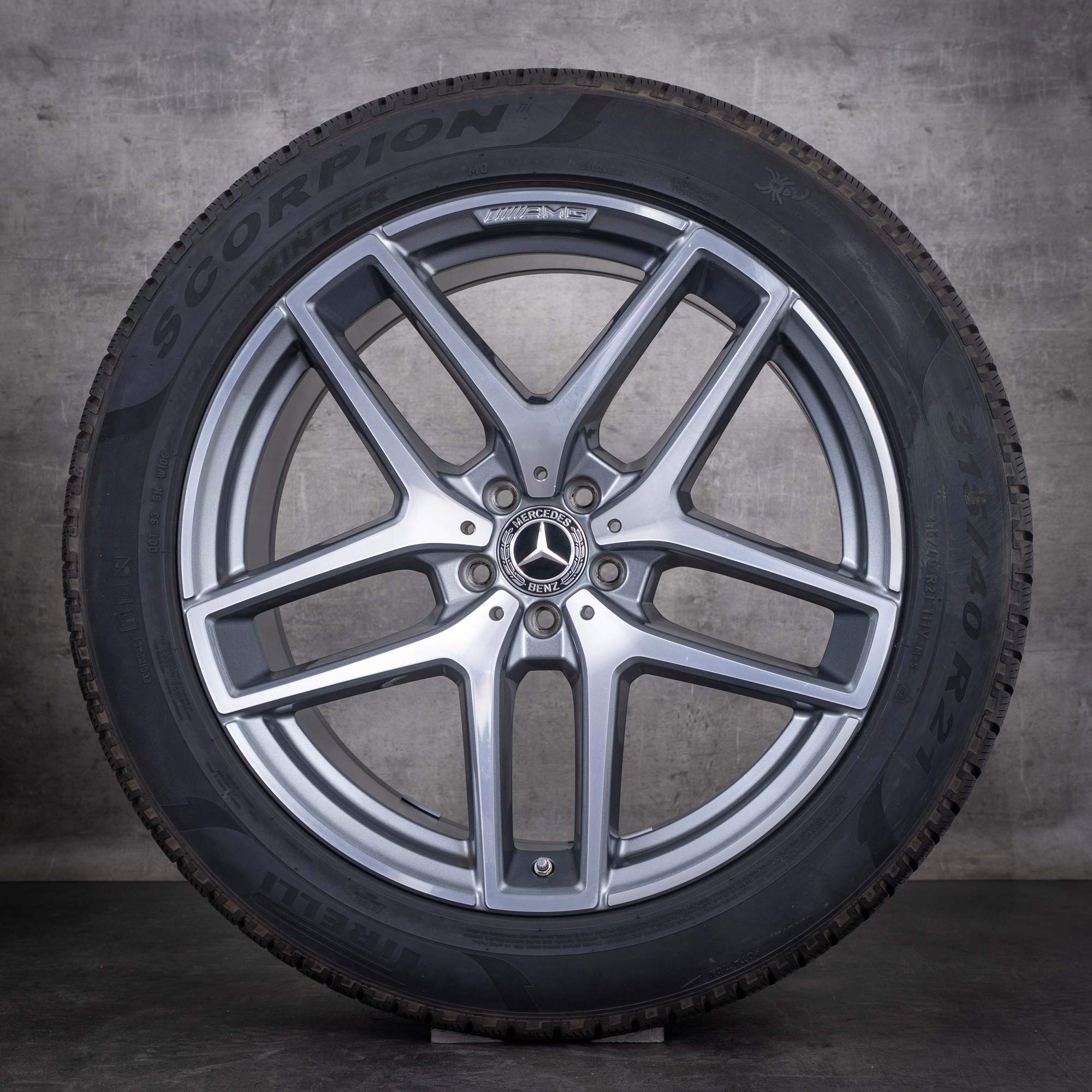 Original Mercedes Benz GLE & 43 63 S AMG Winterräder 21 Zoll C292 Felgen A2924012900 A2924011700 himalaya grey glanzgedreht