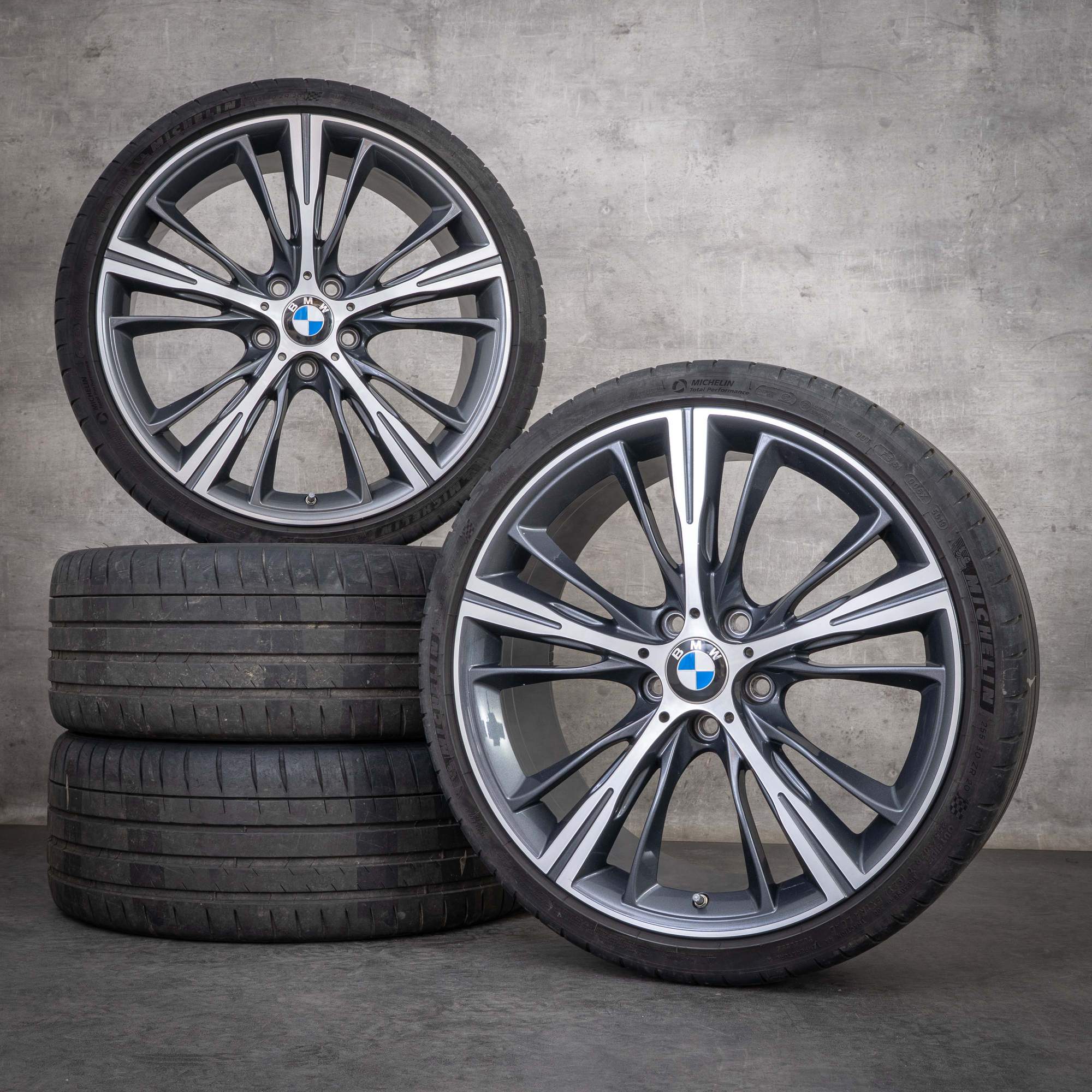 Original BMW 3er 4er Felgen 20 Zoll F30 F31 F32 F33 F36 Gran Coupe Sommerräder Styling 660 6872158 6872159 orbit grey glanzgedreht