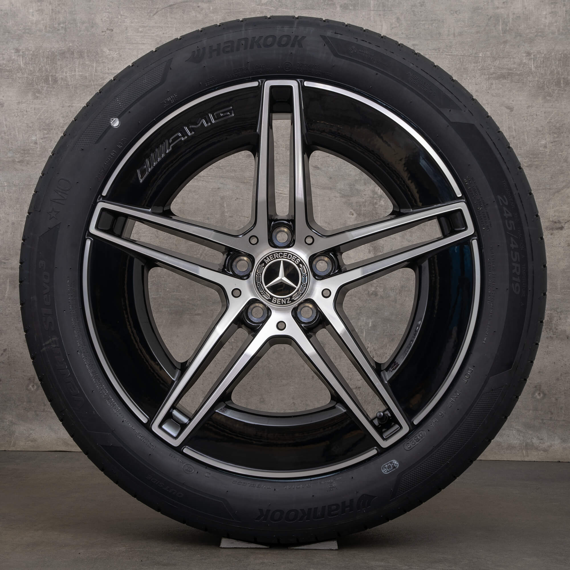 Jantes originais Mercedes Benz Classe E AMG de 19 polegadas W214 S214 jantes verão A2144010300 preto polido NOVO
