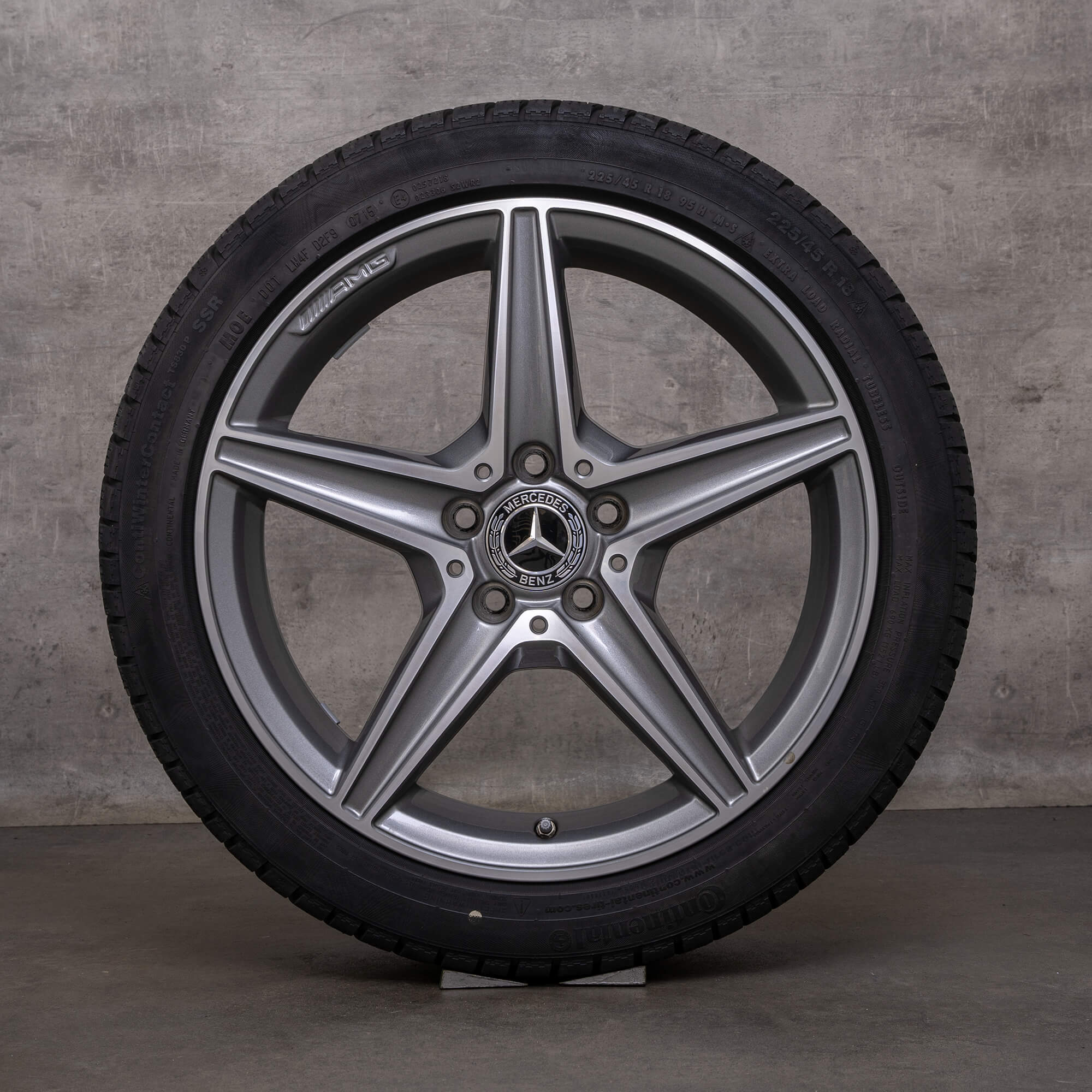 OEM Mercedes Benz C-Class AMG rims 18 inch W205 S205 C205 A205 summer wheels A2054011100 himalaya gray glossy turned