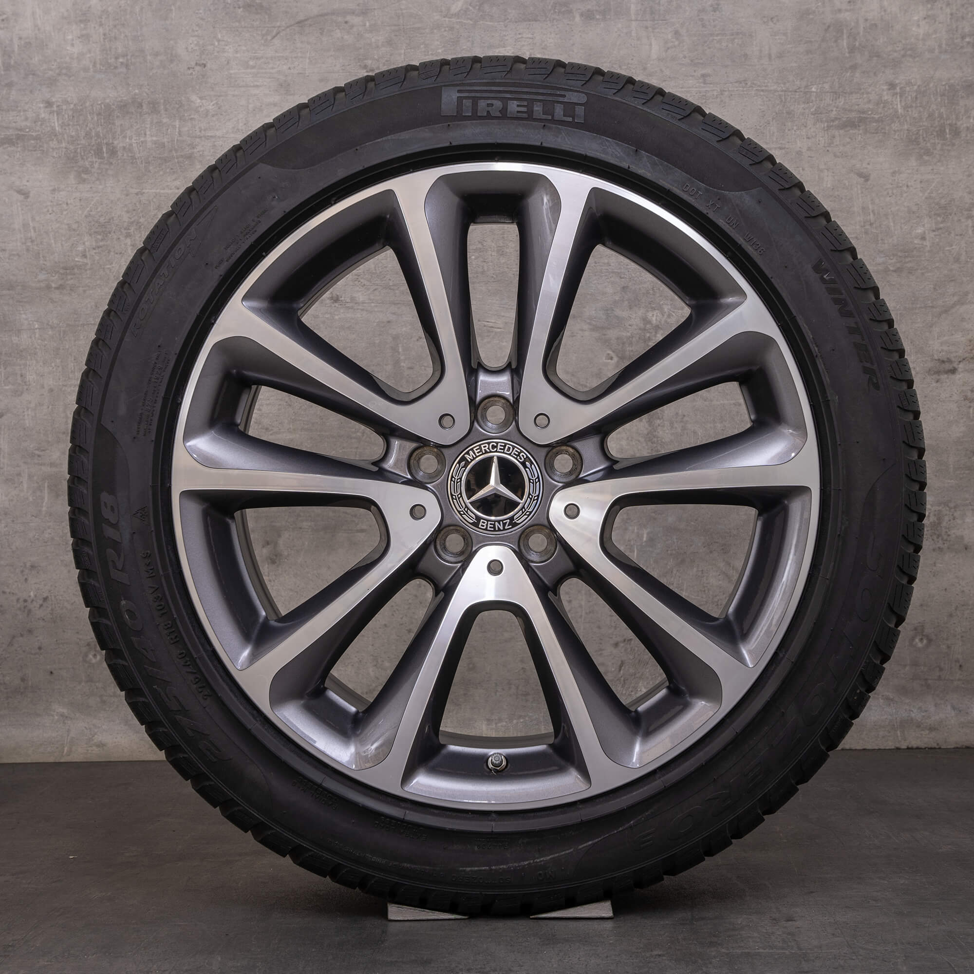 Original Mercedes Benz E-Klasse Winterräder 18 Zoll W213 S213 C238 A238 Felgen A2134011600 A2134010400 himalaya grey glanzgedreht