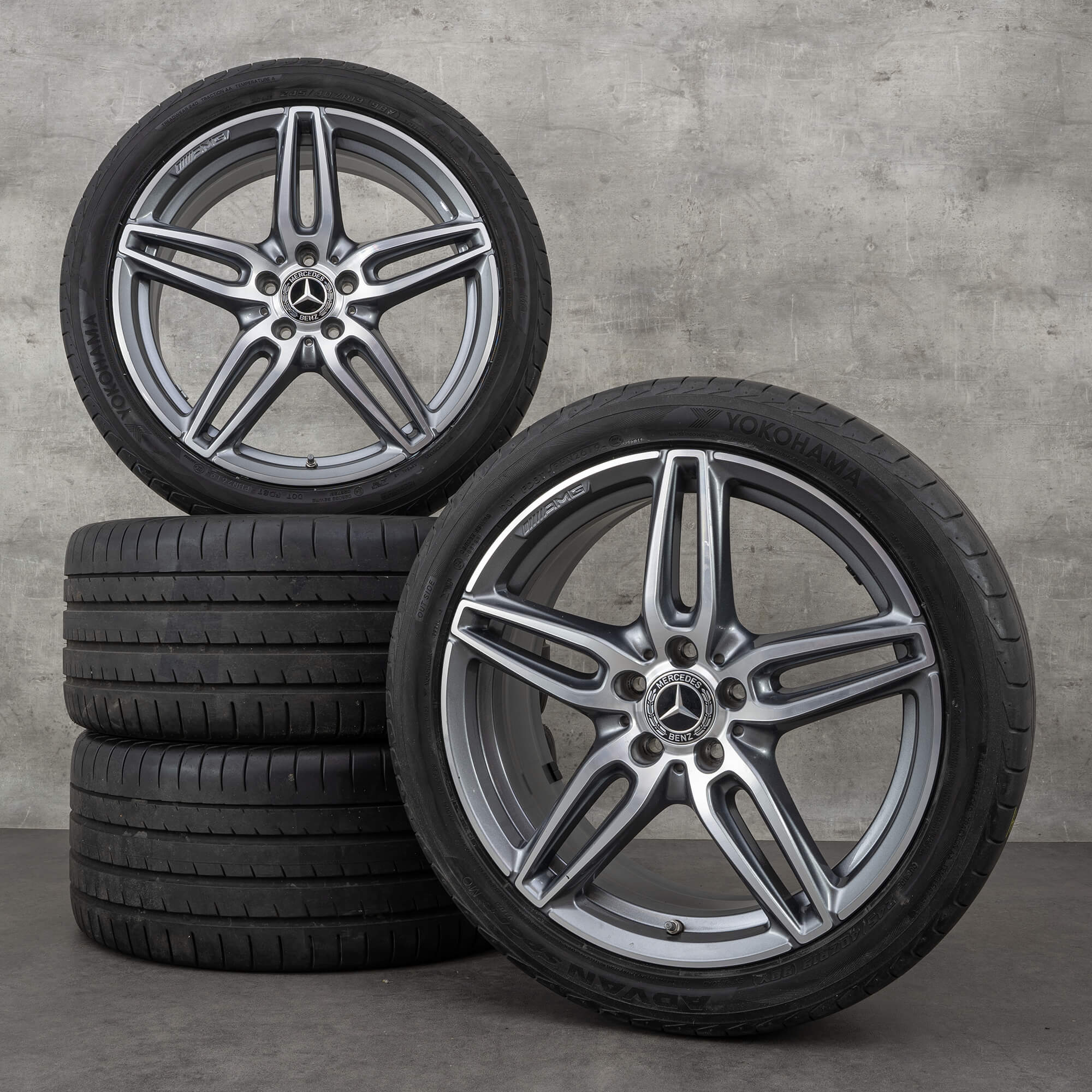Originální Mercedes Benz E-Class AMG disky 19 palců W213 S213 C238 A238 letni alu kola A2134012000 černá lesklá soustružená