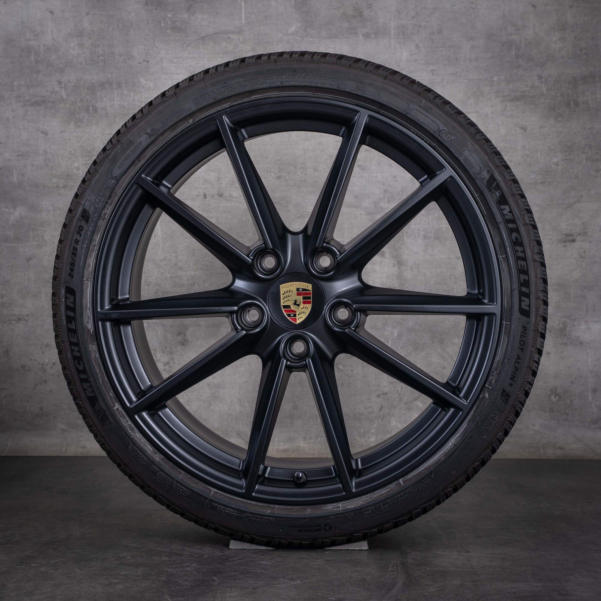 Porsche 992 I Winterräder 20 21 Zoll S 4S C2 C4 GTS Felgen 992601025C 992601025E Carrera S Rad schwarz matt - Rad 1 von 4