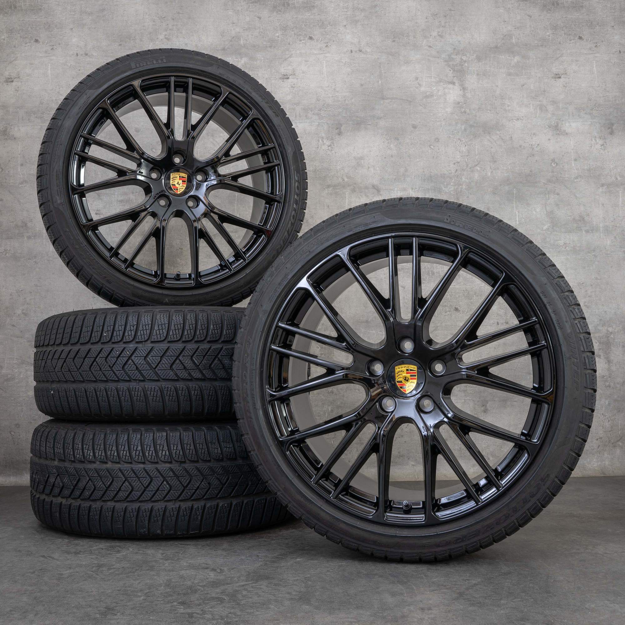 Originele Porsche Panamera 971 winterwielen 21 inch velgen 971601025AP 971698025D zwart glanzend