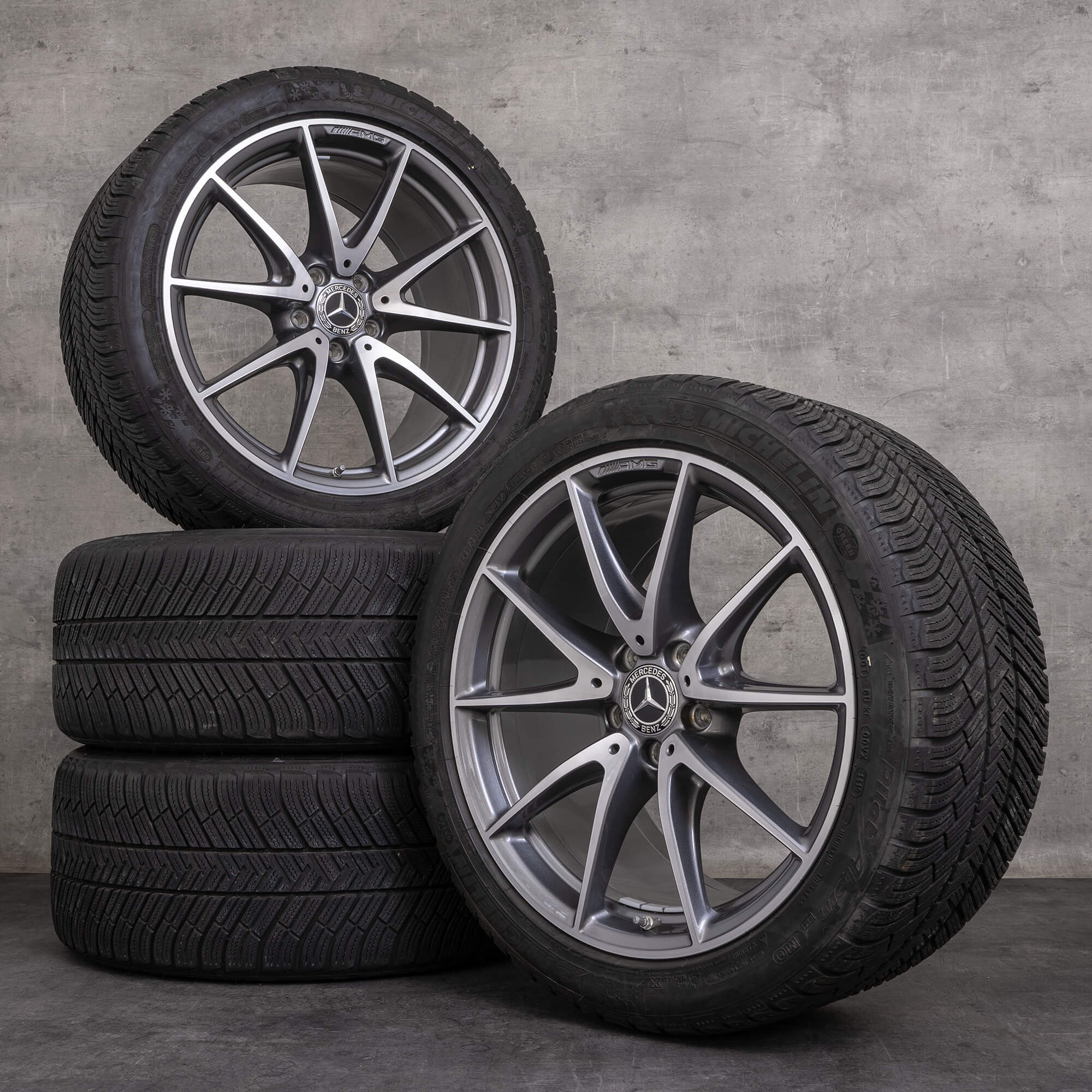 Llantas de invierno originales Mercedes Benz Clase E E63 & S AMG 19 pulgadas W213 S213 A2134012600 A2134012700 gris himalaya torneado brillante