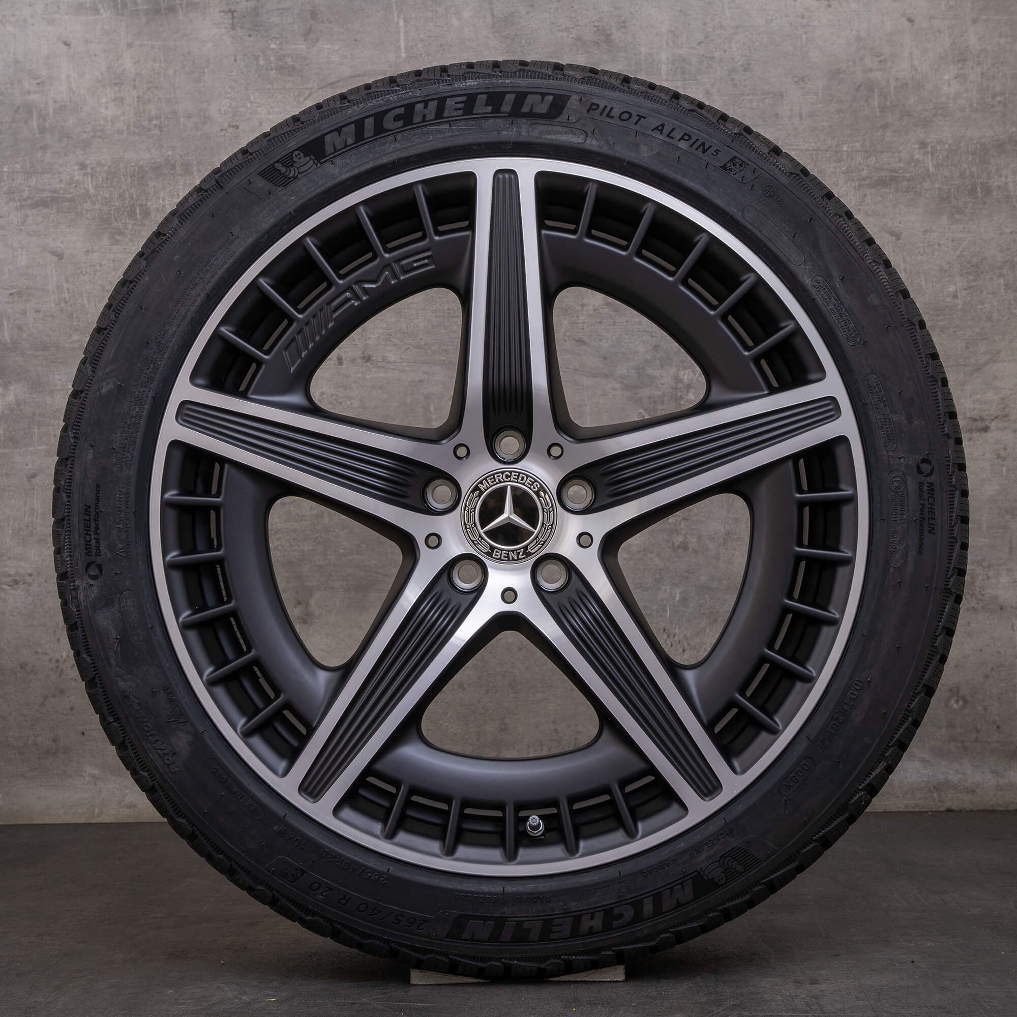 Original Mercedes Benz EQE 43 53 AMG Winterräder 20 Zoll V295 Felgen A2954012700 A2954012800 schwarz matt glanzgedreht
