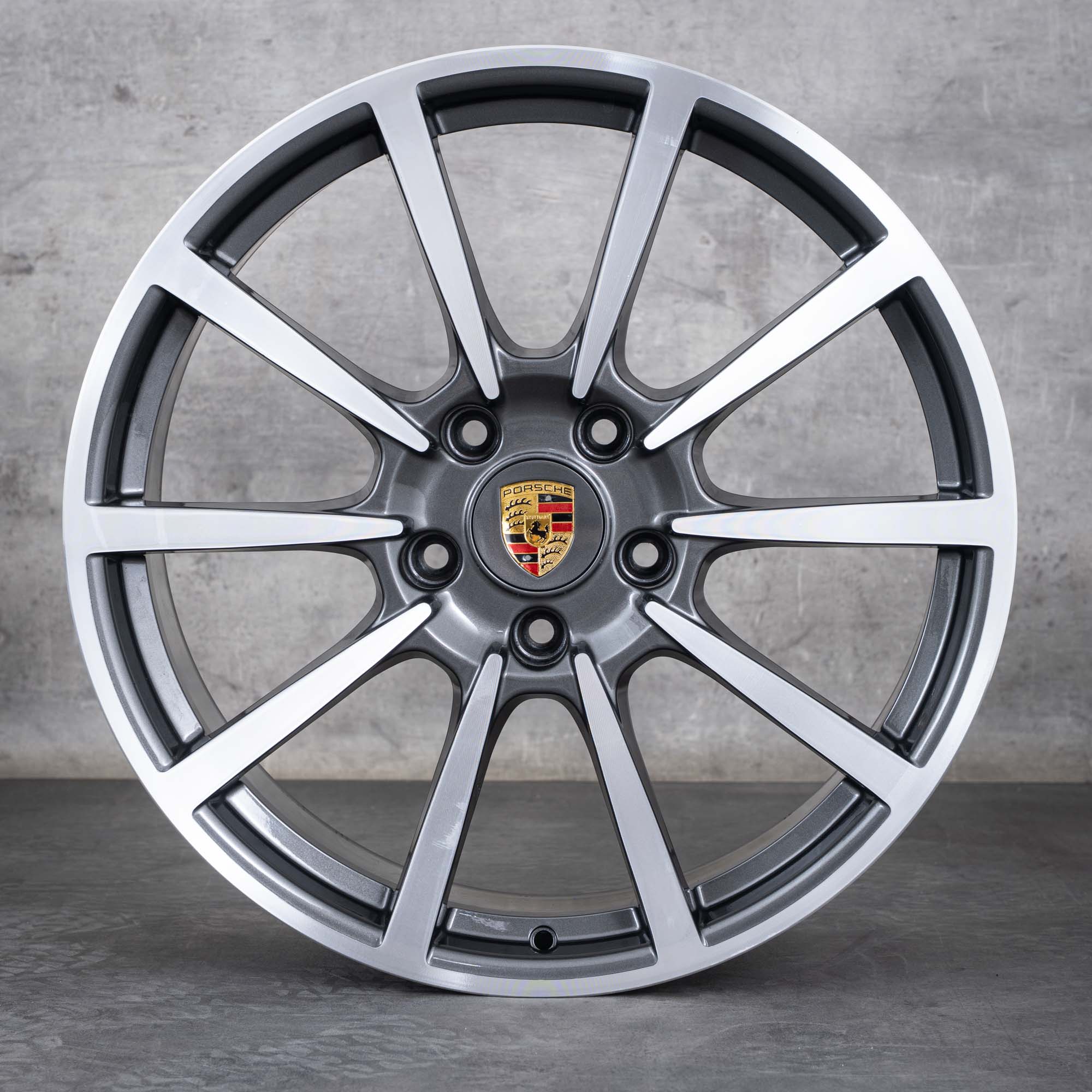 Original Porsche Boxster Cayman 981 Felgen 20 Zoll 718 Sommerräder 98136216014 98136216314 Carrera S III Rad titan glanzgedreht