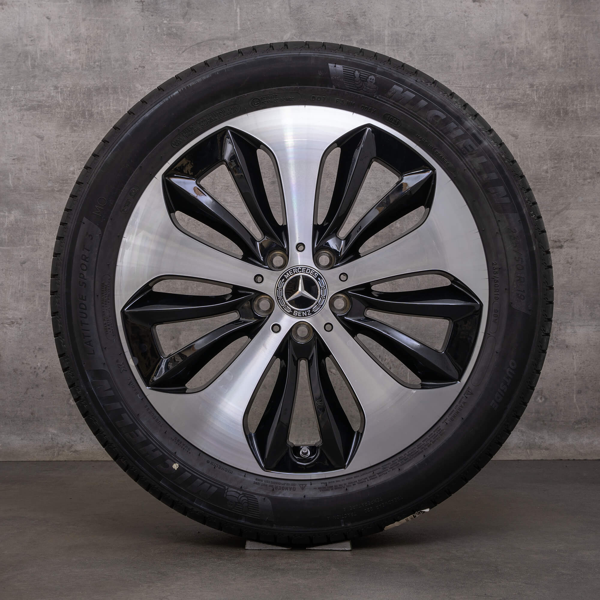Jantes Mercedes Benz GLA GLB de 19 polegadas H247 X247 rodas verão A2474013600 pretas brilhantes torneadas
