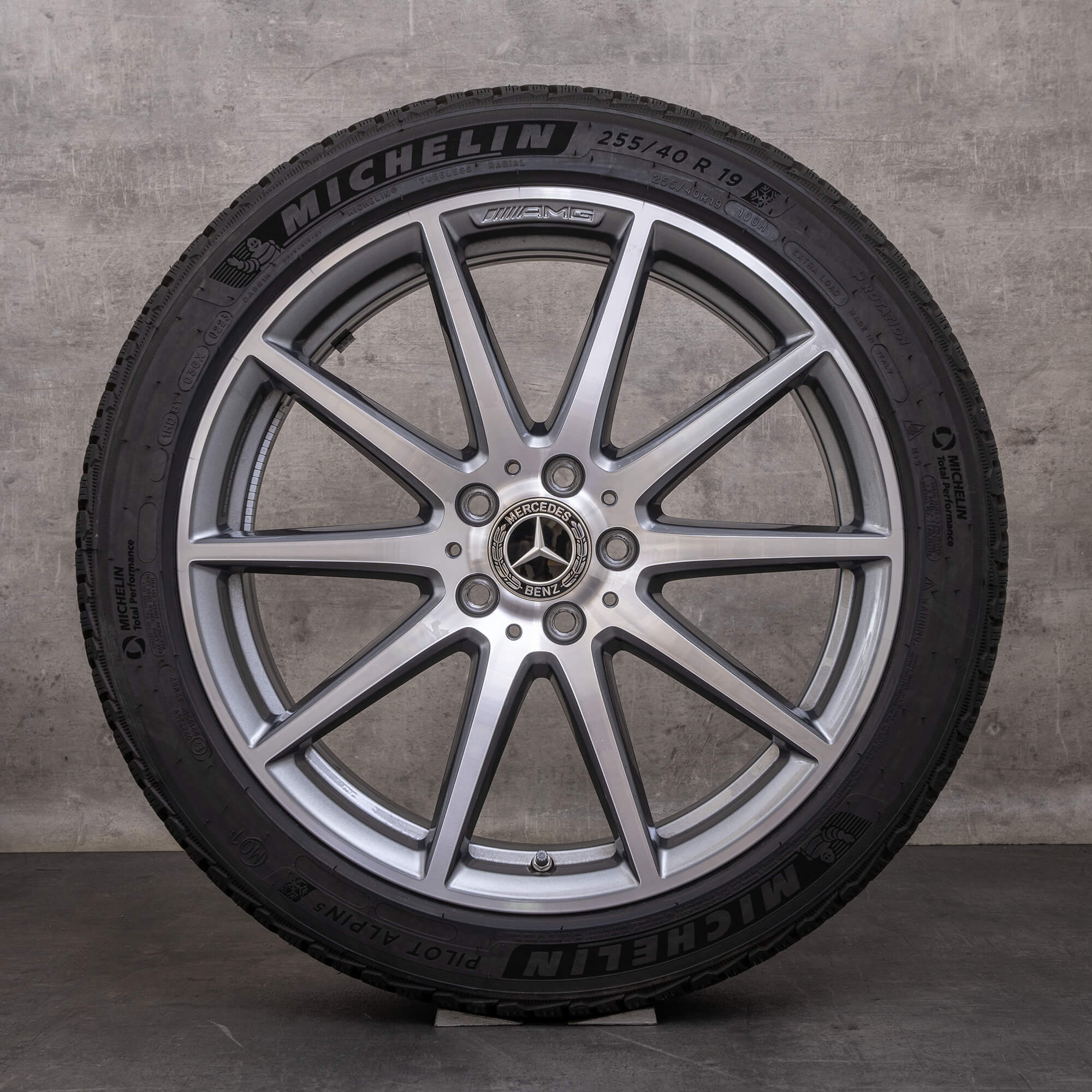 Orijinal Mercedes Benz C-Serisi C63 AMG kış jant lastik 19 inç W206 S206 jantlar A2064016900 A2064012800 himalaya gri parlak tornalanmış