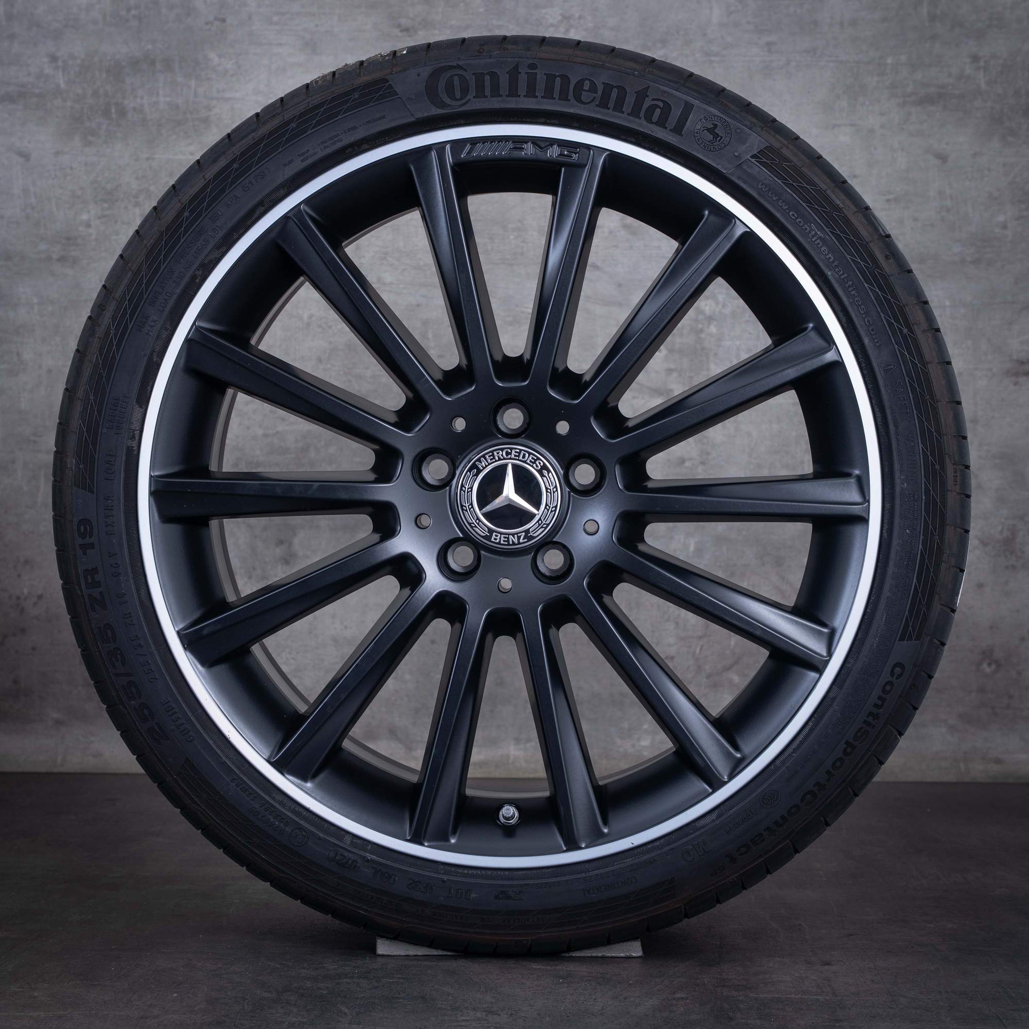 OEM Mercedes-Benz C-Class AMG 19inch summer wheels W205 S205 C205 A205 A2054011300 A2054011400 matte black diamond cut rim NEW
