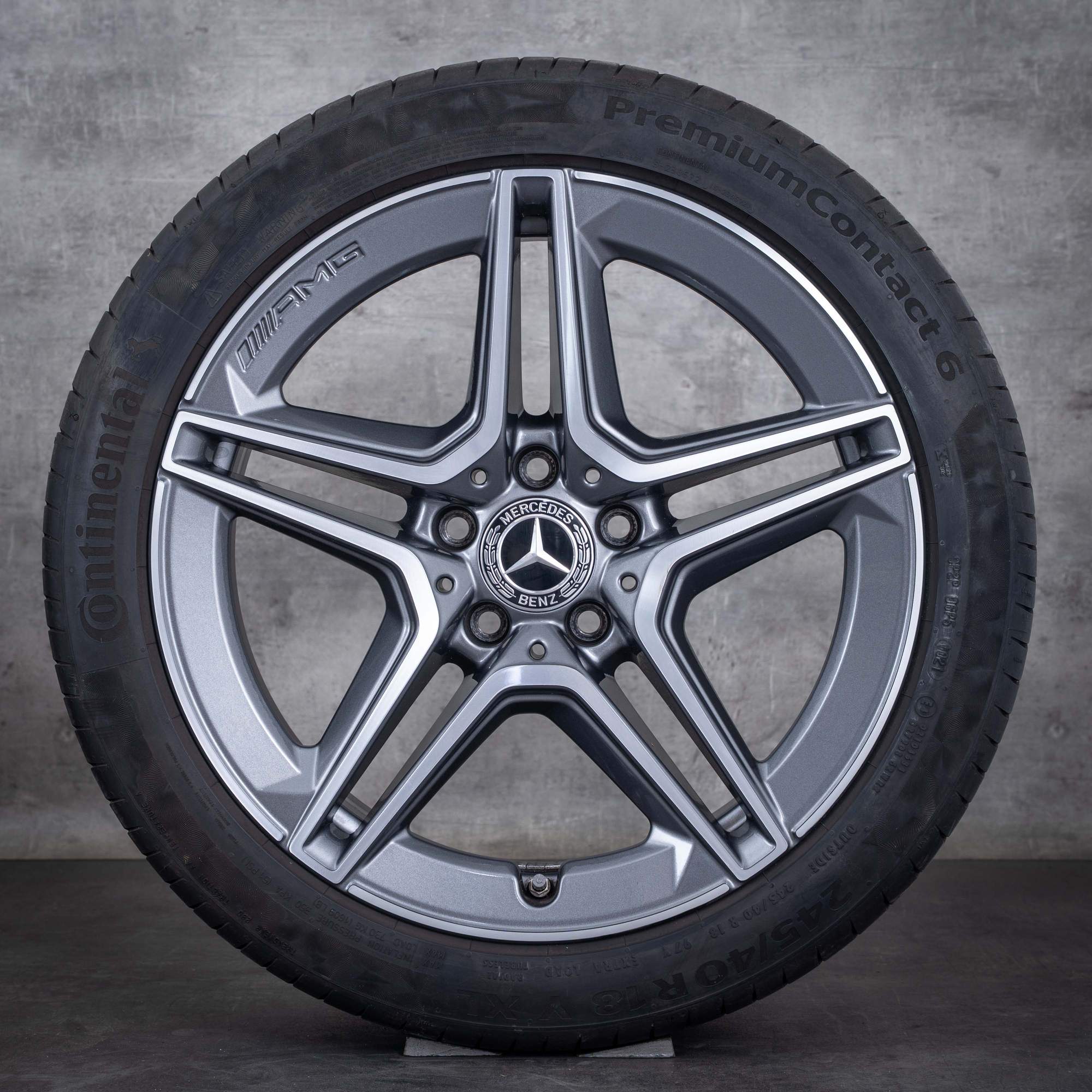 Alkuperäiset Mercedes Benz C-sarjan AMG-vanteet 18 tuuman W205 S205 C205 A205 kesäpyörät A2054019500 A2054019600 himalajanharmaa kiillotettu