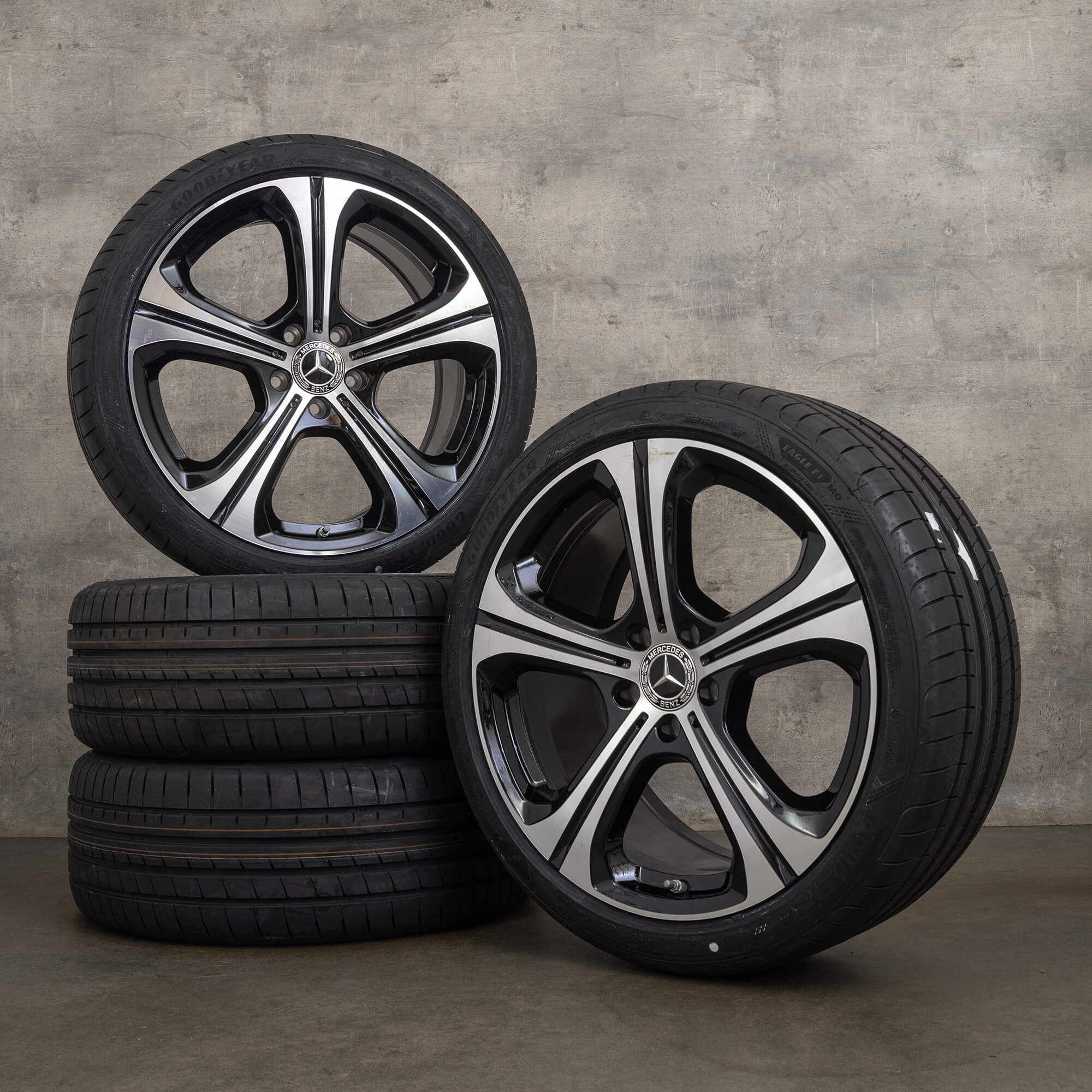 Llantas originales Mercedes Benz Clase C 19 pulgadas W206 S206 llantas de verano A2064015300 A2064015400 negro brillante torneado NUEVO