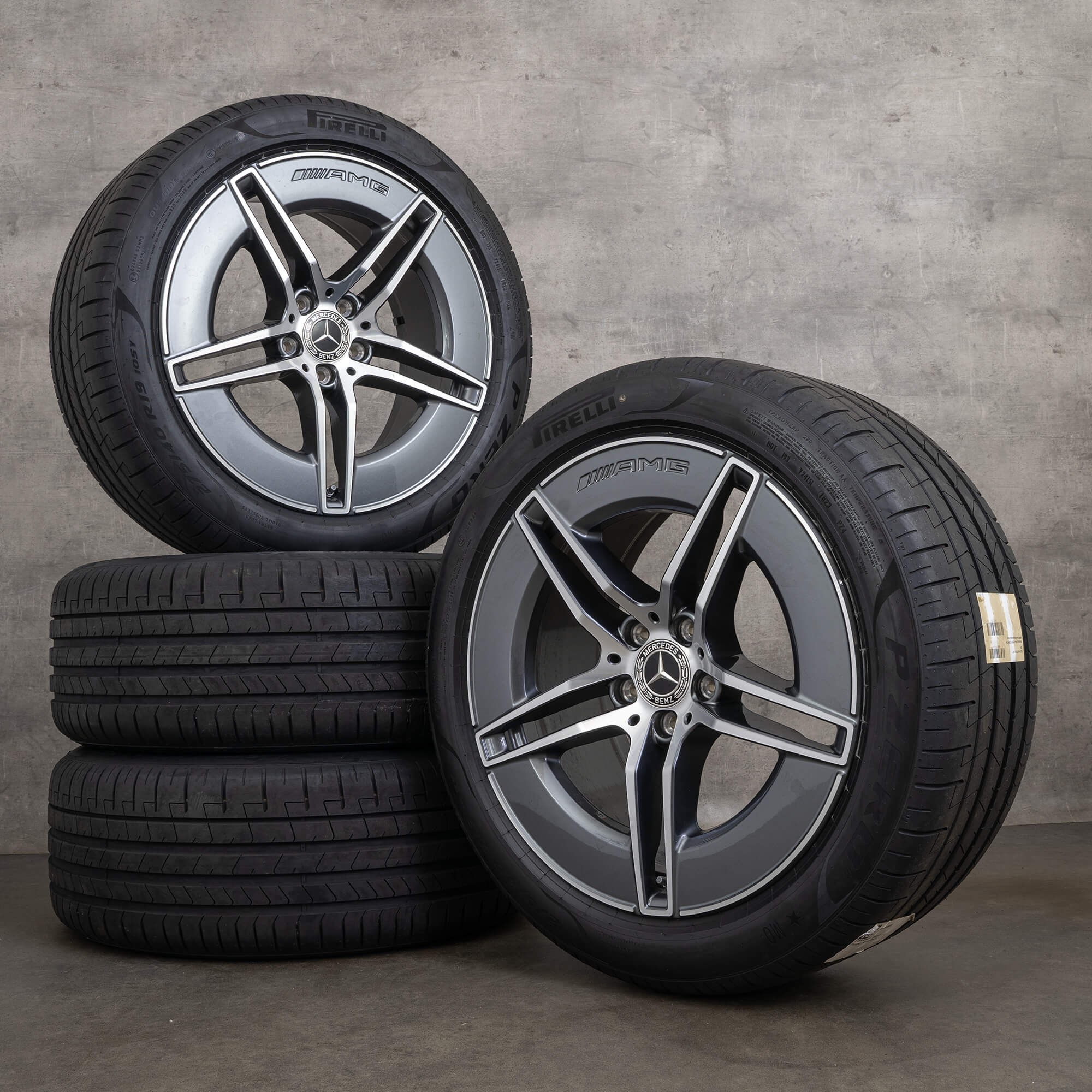Alkuperäiset Mercedes Benz E-sarjan AMG-vanteet 19 tuuman W214 S214 kesäpyörät A2144010300 A2144010400 himalaya harmaa kiillotettu