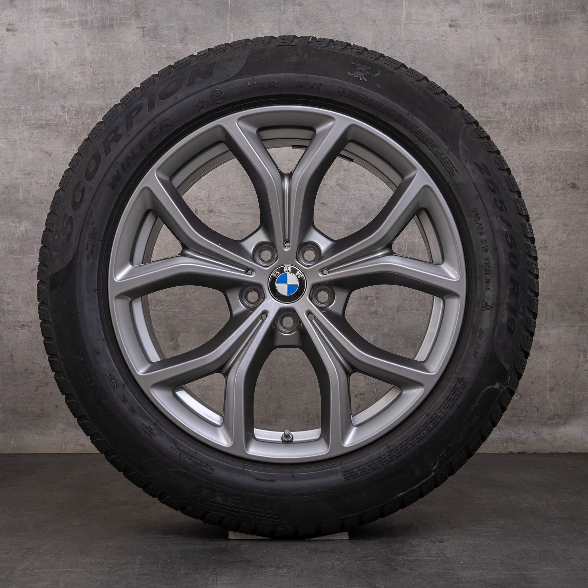 Originais BMW X5 X6 jantes e pneus inverno 19 polegadas G05 G06 styling 735 6883752 ferric grey brilho dianteiro