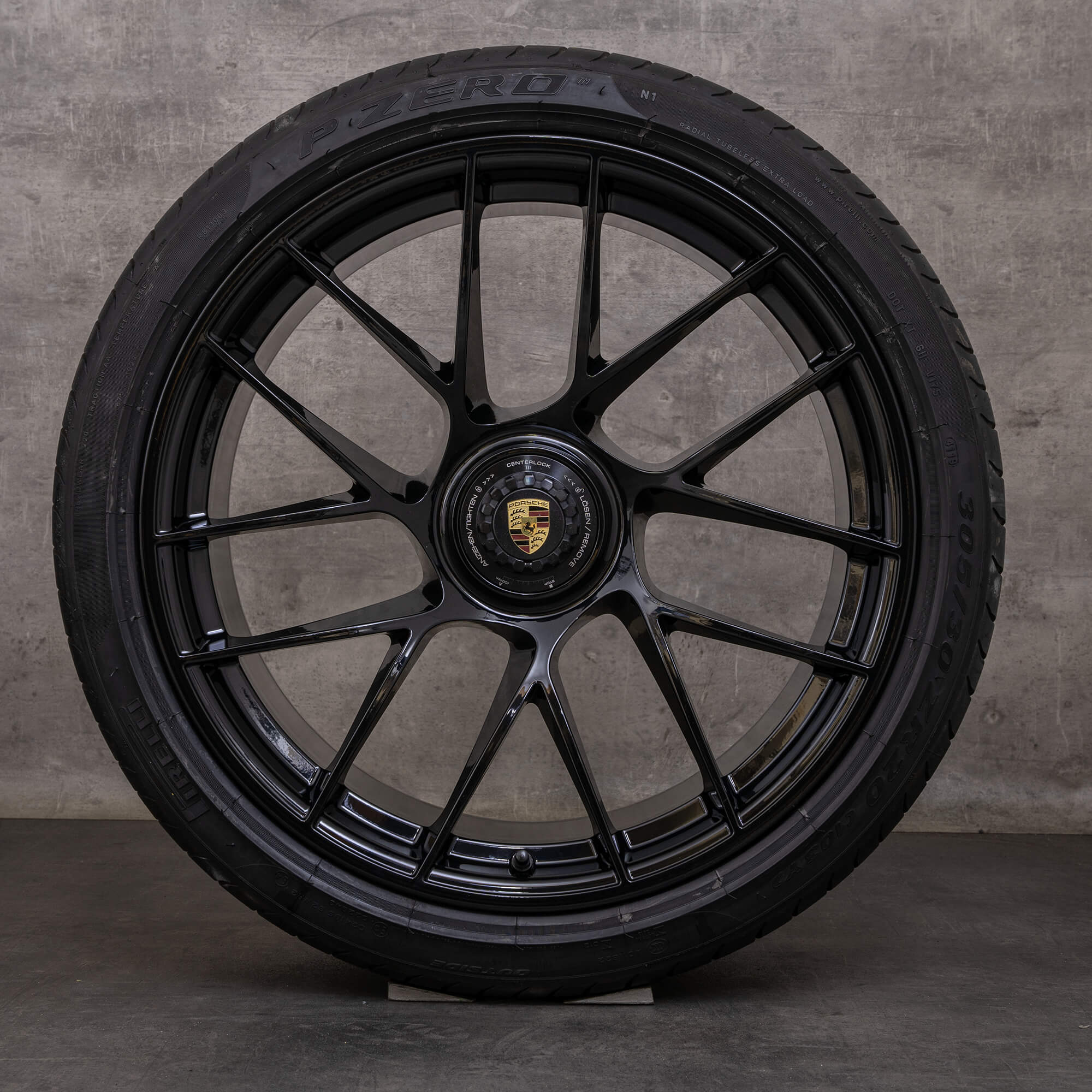 Originale Porsche 911 fælge 20 tommer 991 II Turbo S sommerdæk 99136272100 99136277100 sort blank