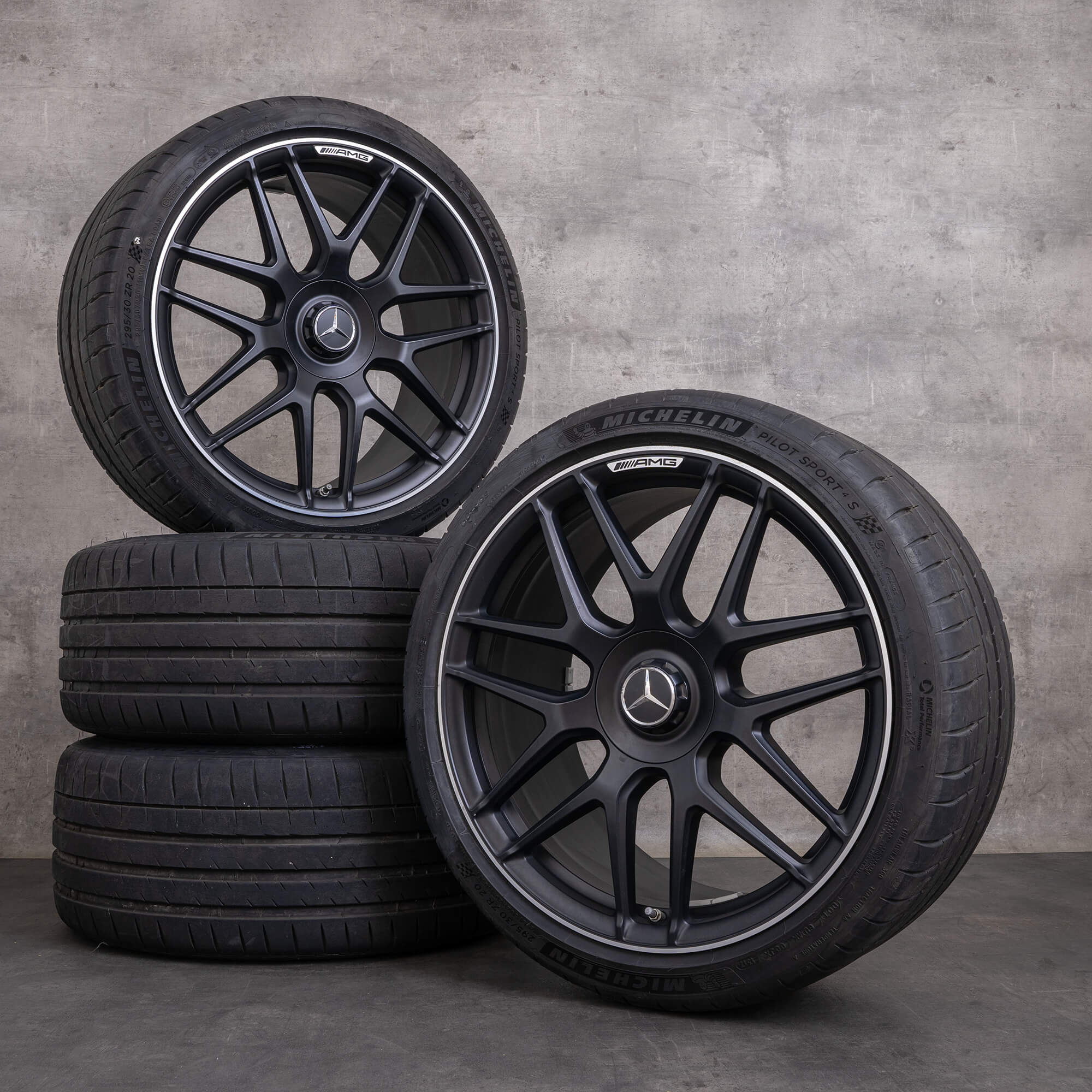 Originale Mercedes Benz E-Klasse E63 & S AMG fælge 20 tommer W213 S213 sommerhjul A2134013000 A2134013100 sort mat blank drejet