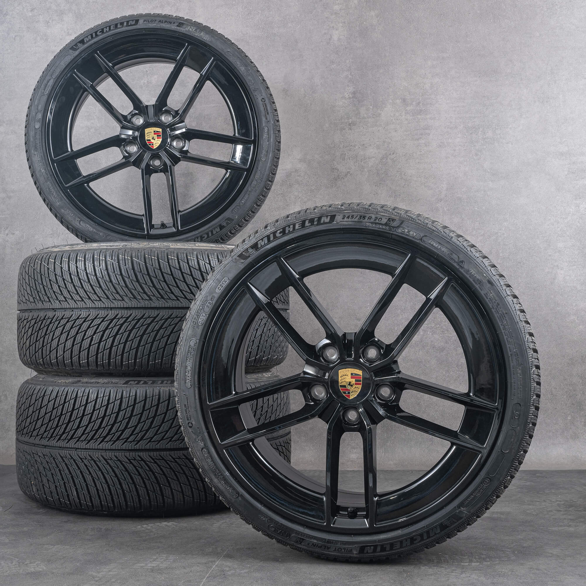 Originale Porsche 911 vinterhjul 20 tommer 992 II C2 Carrera fælge Eksklusivt design 992601025ET 992601025GG sort glans NYT