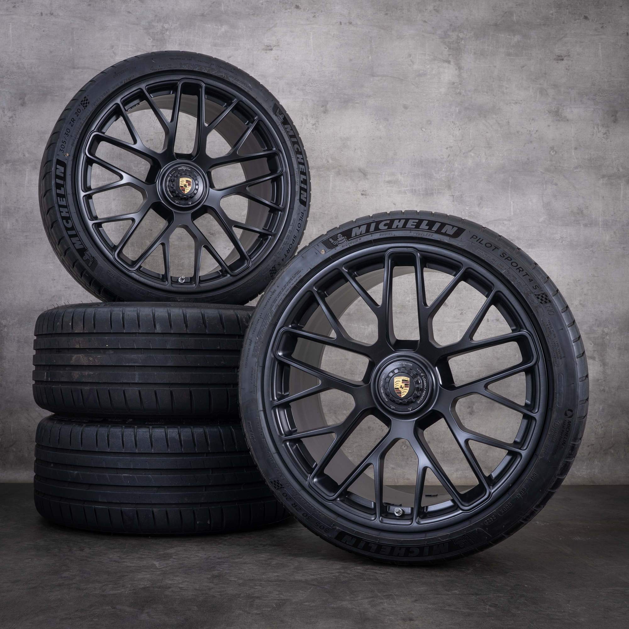 Original Porsche 991 Felgen 20 Zoll Turbo S Sommerräder 99136216234 99136215734 schwarz matt