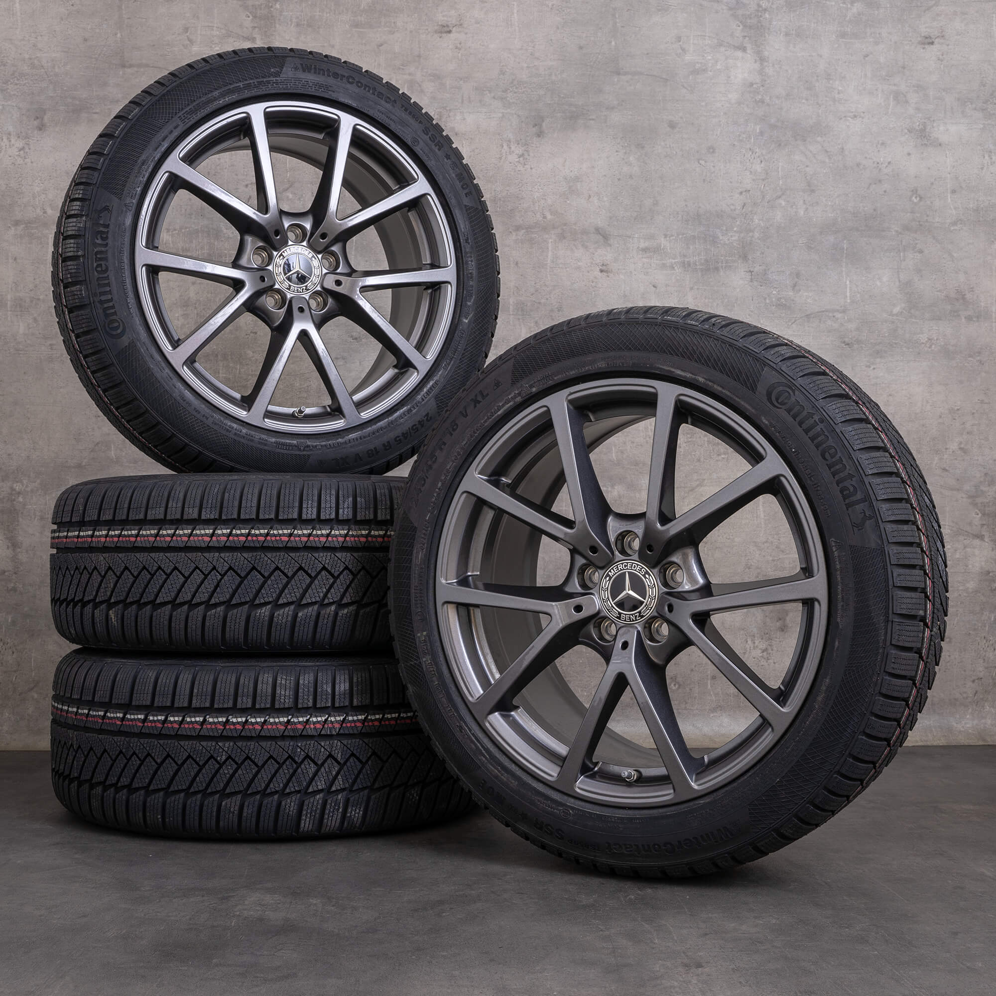 Originele Mercedes Benz CLE AMG winterwielen 18 inch C236 A236 velgen A2364010300 titanium glans NIEUW