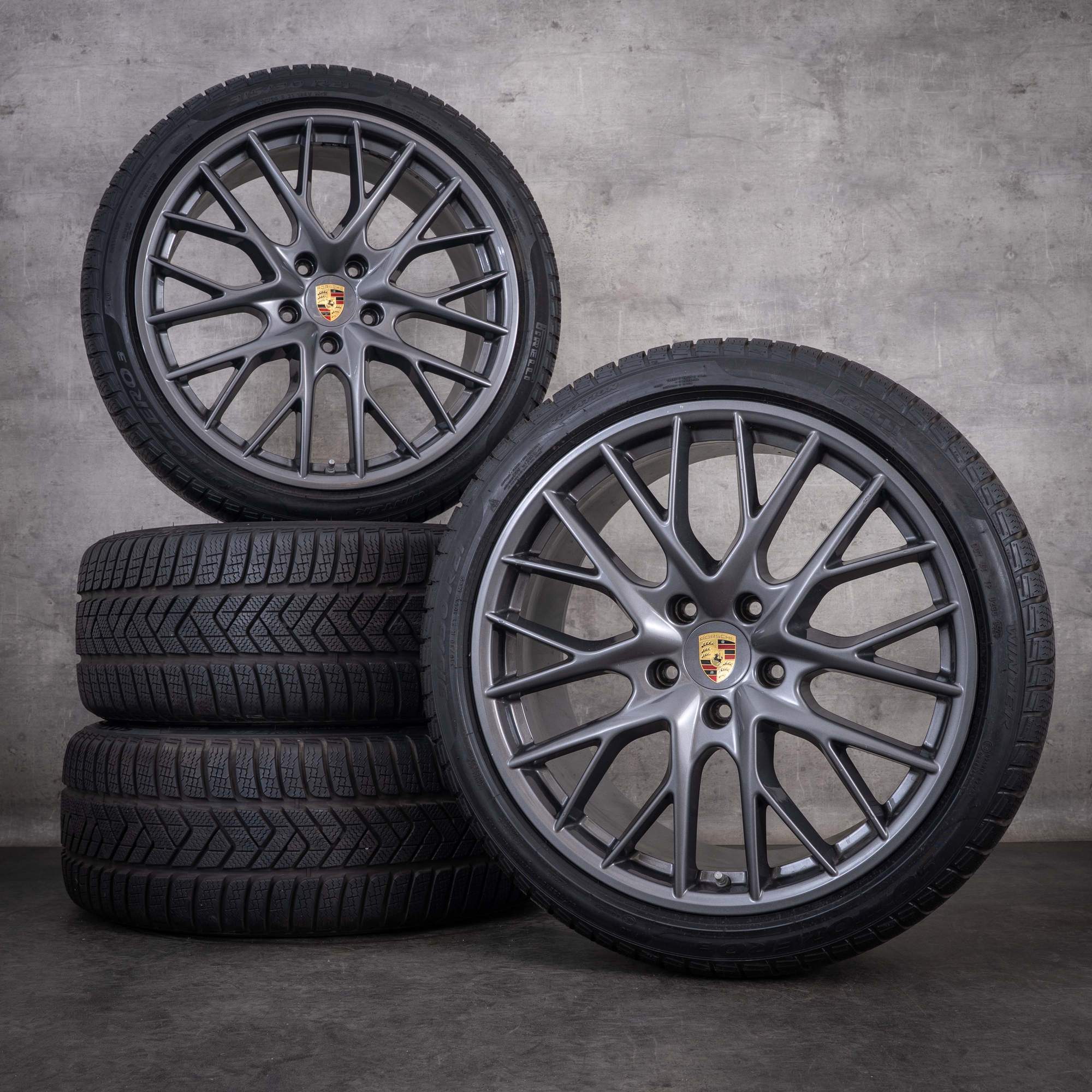 Originale Porsche Panamera vinterhjul 21 tommer 971 G2-felger 971601025D 971698025A titan blank