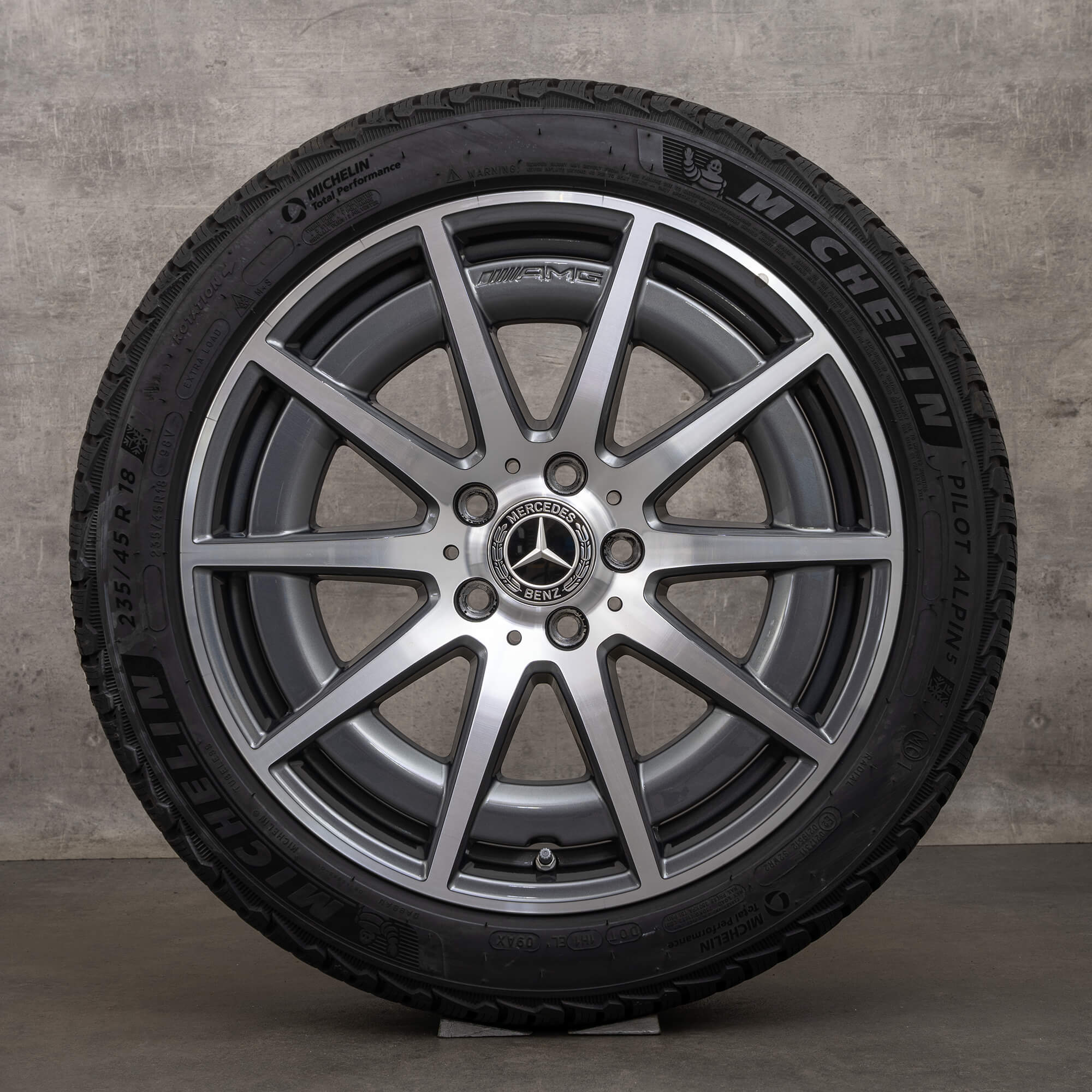 Oryginalne koła zimowe Mercedes Benz C-Class C43 AMG 18 cali W206 S206 Felgi A2064012100 himalaya szary Polerowane