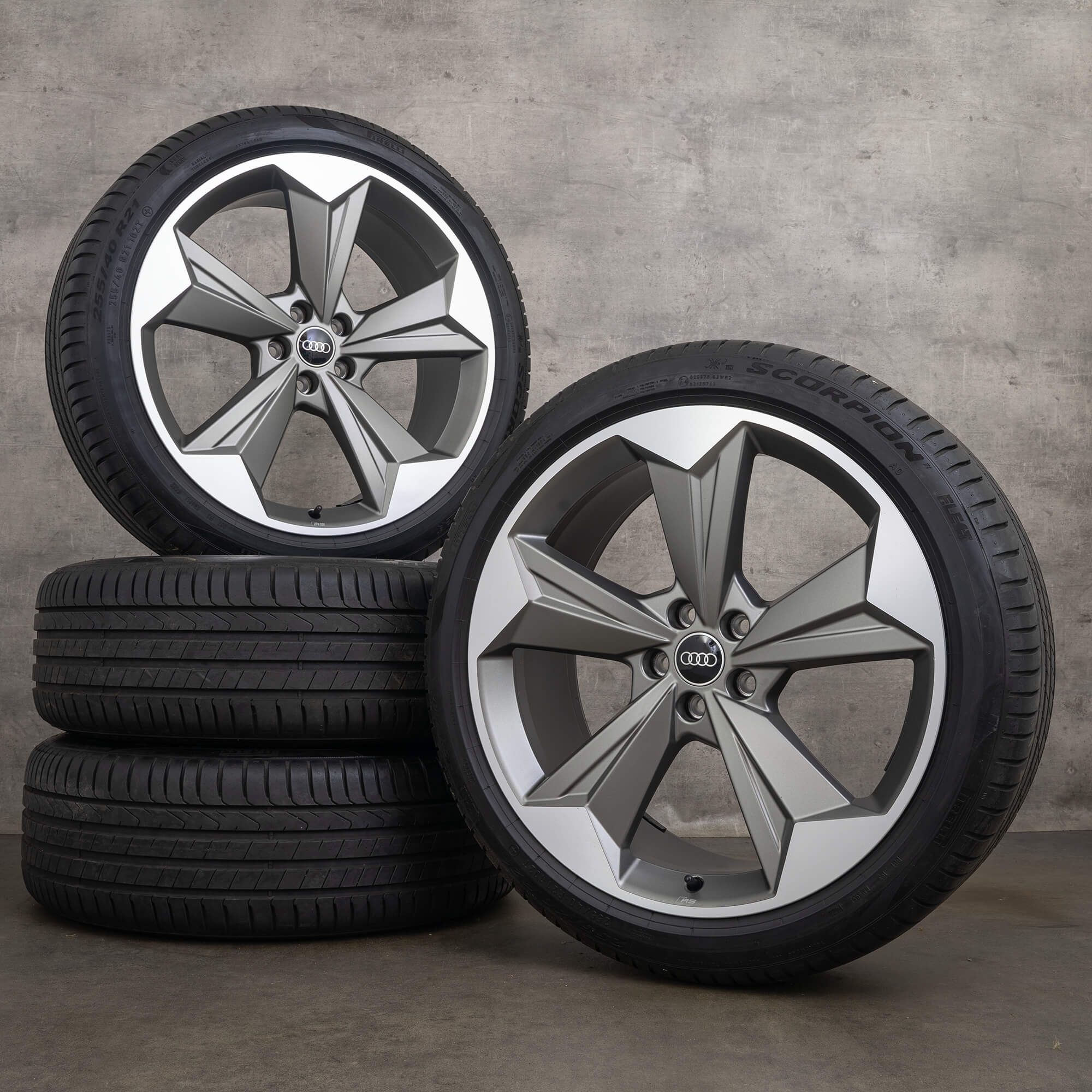 Originale Audi Q4 & Sportback SUV 21 tommer fælge sommerdæk 89A601025 89A601025R Rotor Evo bronze mat