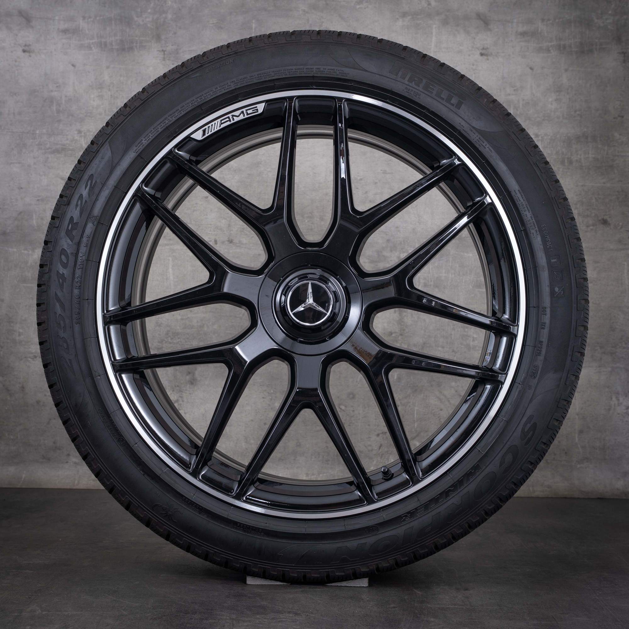 Oryginalne koła zimowe Mercedes Benz GLE 53 63 AMG 22 cale X167 C167 Hybryda A1674014400 A1674014500 czarne, Polerowane na wysoki połysk
