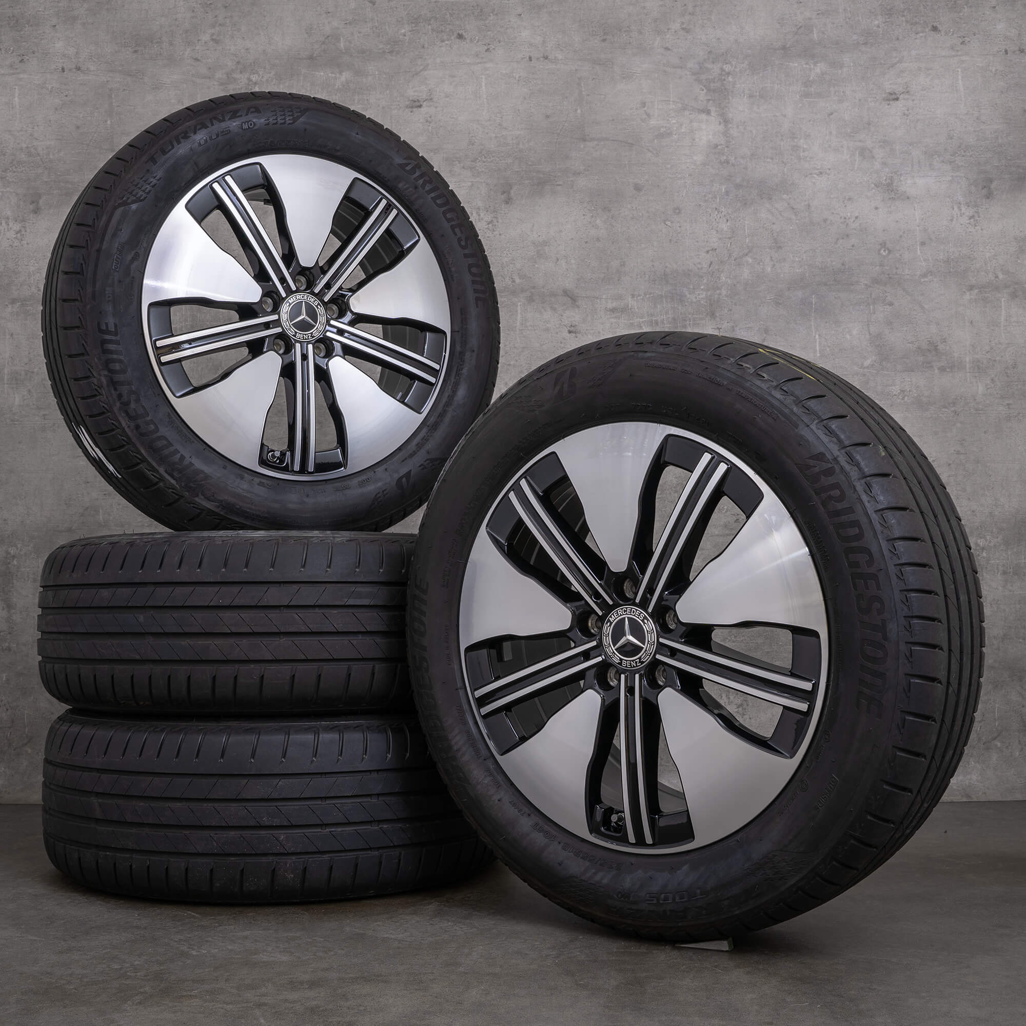 OEM Mercedes Benz EQA EQB rims 18 inch H243 X243 summer wheels A2434011300 black glossy turned