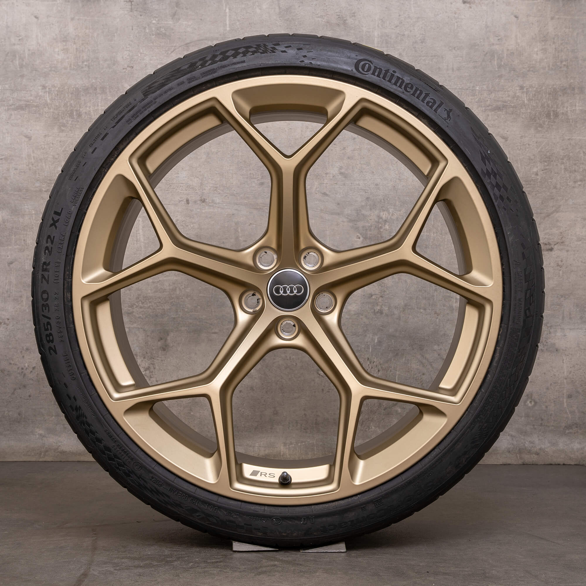 OEM Audi RS6 RS7 rims 22 inch 4K C8 summer wheels 4K0601025BM Performance honeycomb design neodymium gold
