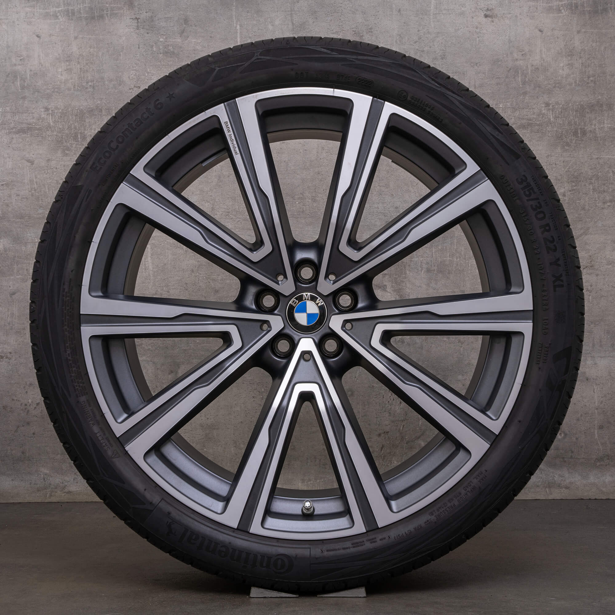 Originale BMW X5 X6 cerchi 22 pollici G05 G06 ruote estive styling 746i 8072000 8072001 orbitgrey opaco anteriore lucido