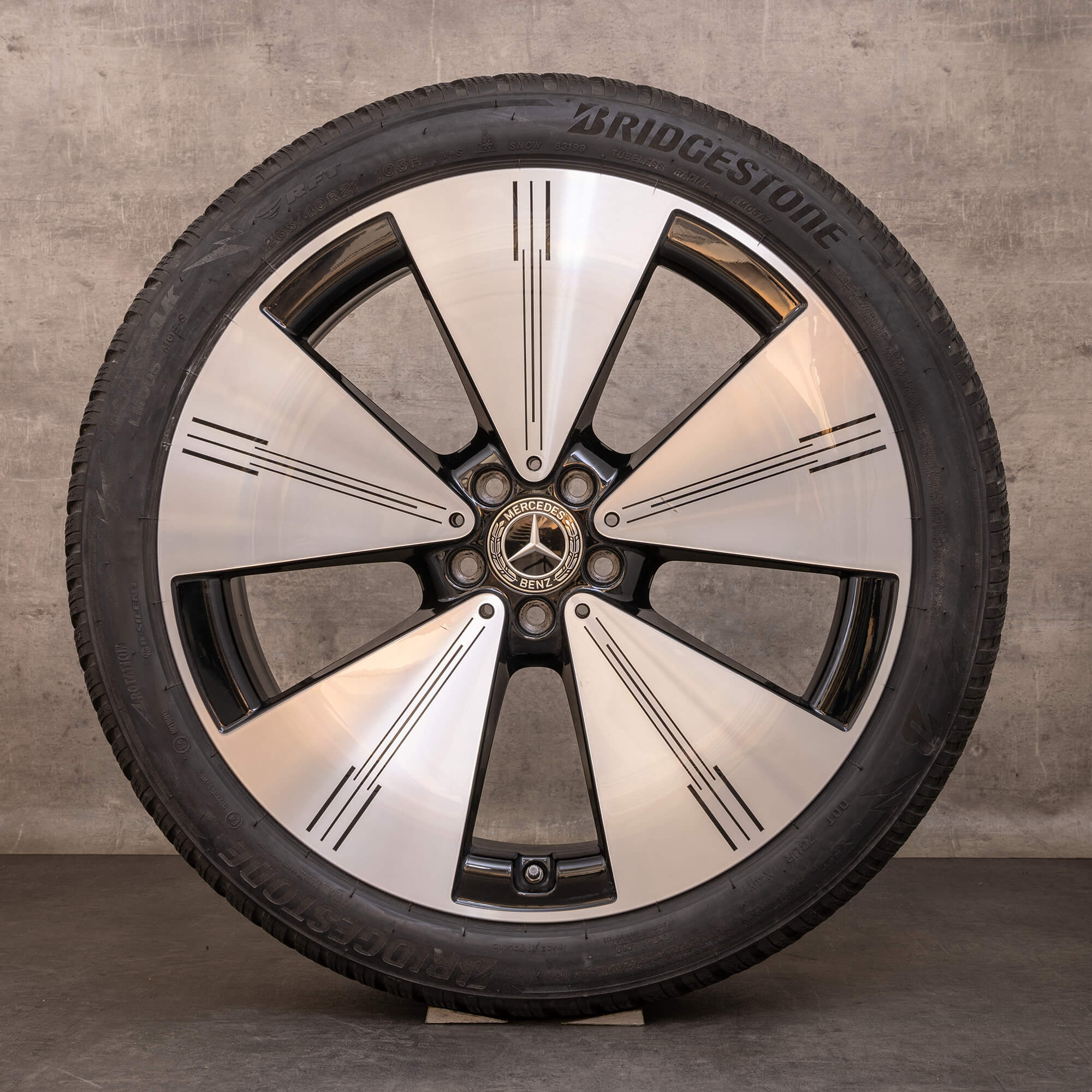 Oryginalne koła zimowe Mercedes Benz EQS 21 cali V297 felgi A2974011100 czarne polerowane