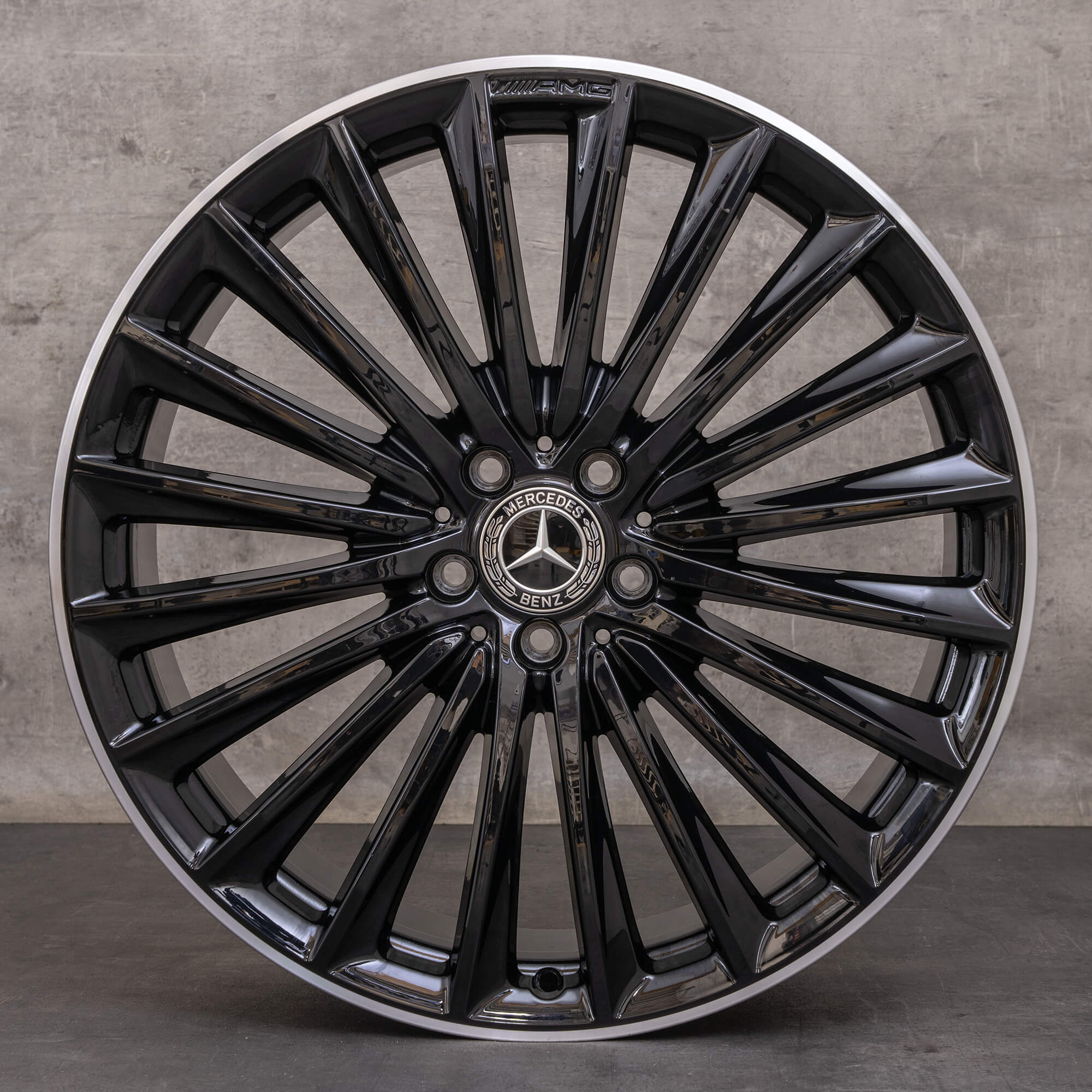 Orijinal Mercedes Benz EQE AMG jantlar 21 inç V295 Sedan A2954012500 A2954012600 siyah parlak tornalanmış