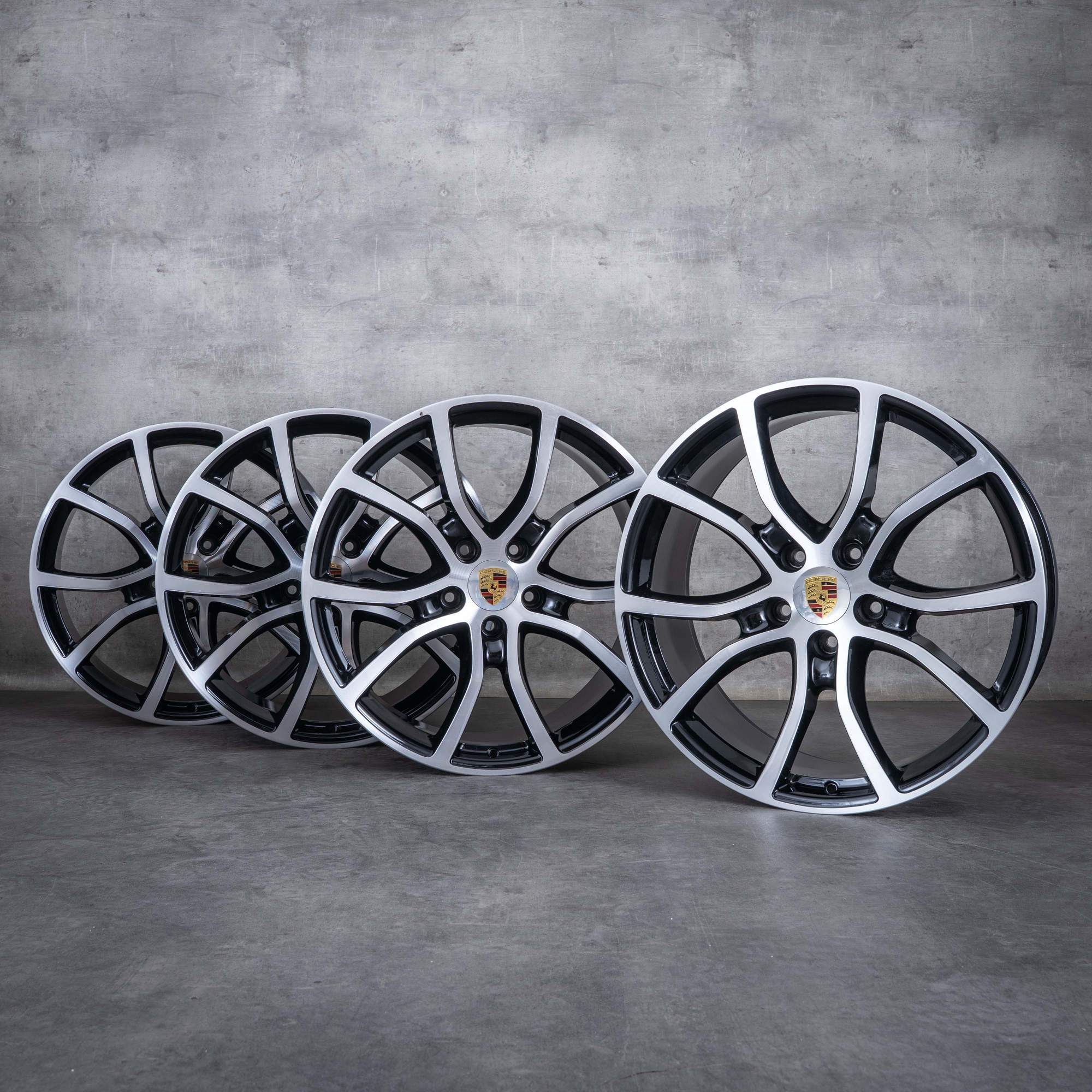 Alkuperäiset Porsche Cayenne vanteet 21 tuuman 9YA I II 9Y0601025DB 9Y0601025DC Exclusive Design musta Kiillotettu