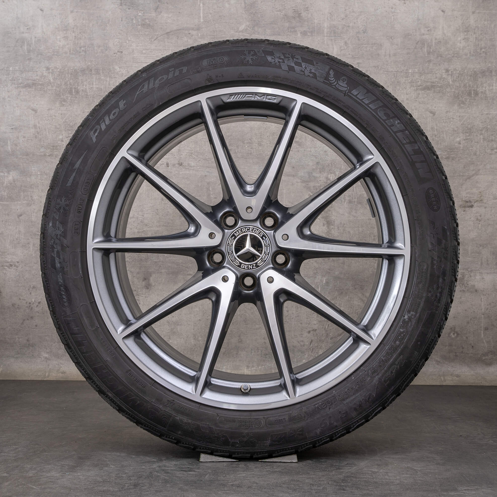 Oryginał Mercedes Benz Klasa E E63 & S AMG koła zimowe 19 cali W213 S213 felgi A2134012600 A2134014600 himalaya szary polerowane toczone