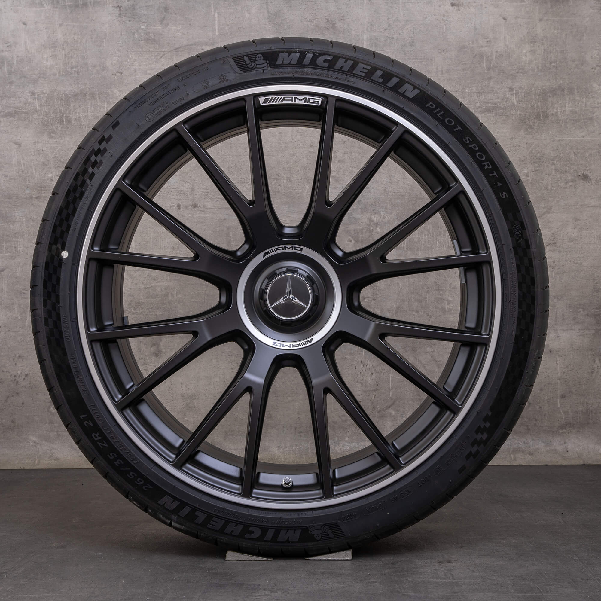 Original Mercedes Benz E-Klasse E53 Hybrid AMG Felgen 21 Zoll W214 Sommerräder A2144011300 A2144011400 schwarz matt glanzgedreht NEU