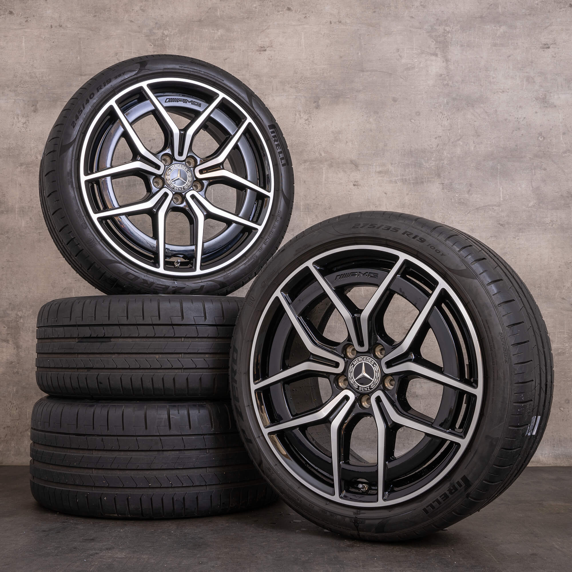 Orijinal Mercedes Benz E-Serisi AMG jantlar 19 inç W213 S213 C238 A238 yaz jant lastik A2134016500 A2134016600 siyah parlak tornalanmış