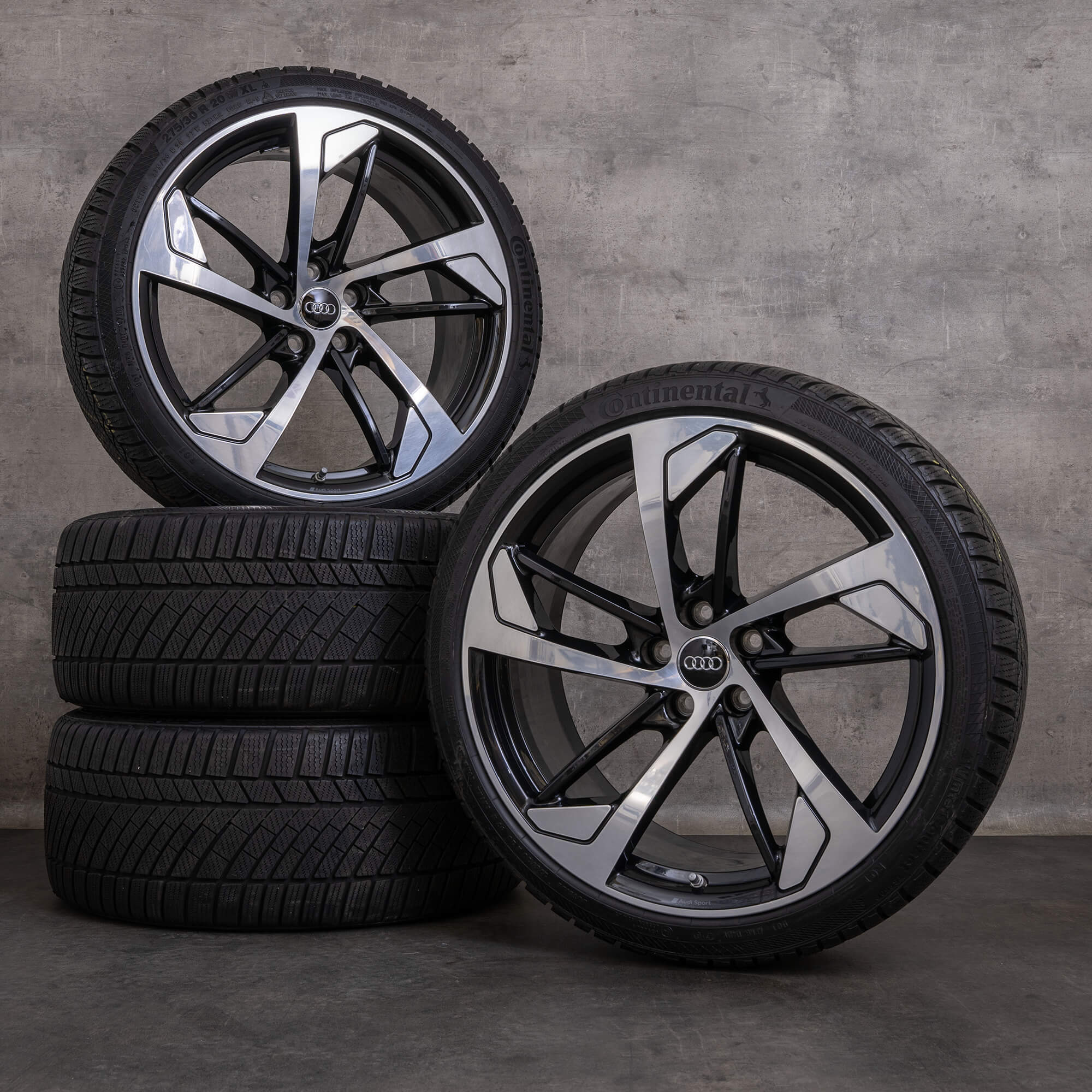 Originale Audi RS4 RS5 vinterdæk med fælge 20 tommer 8W B8 B9 8W0601025CL sort poleret