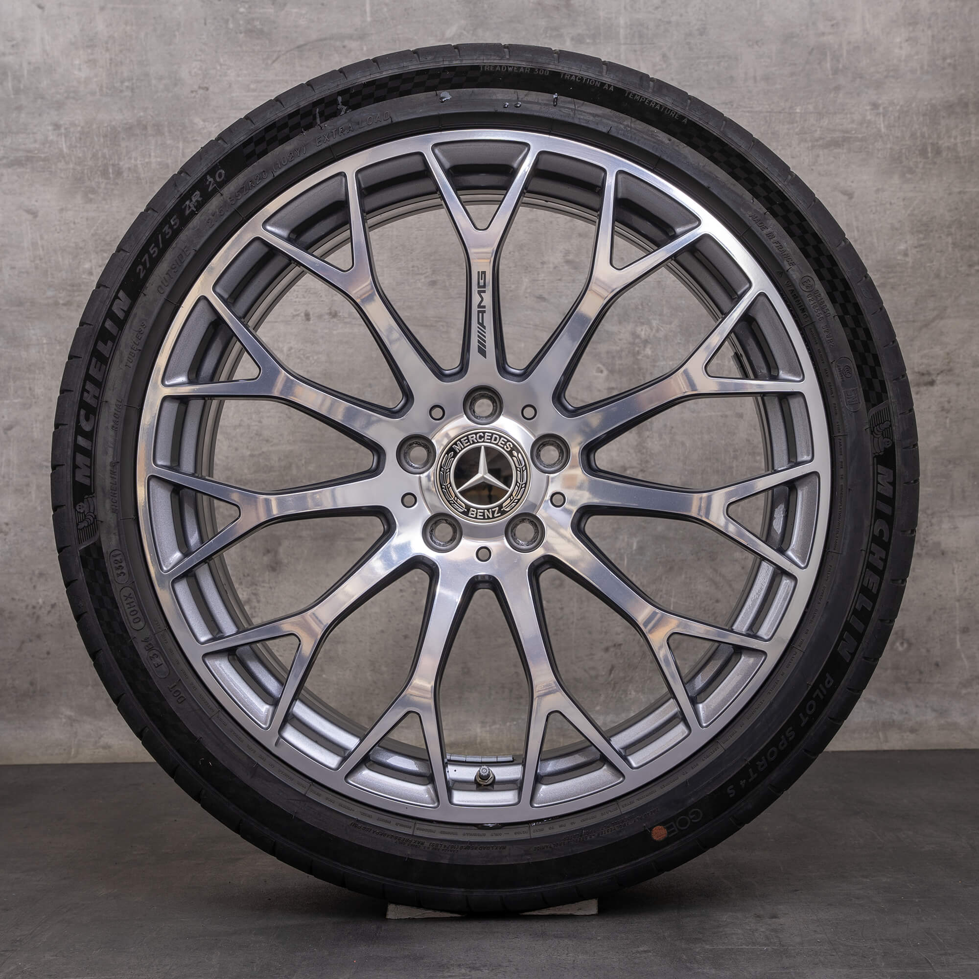 Oryginał Mercedes Benz Klasa C63 i S AMG koła zimowe 20 cali W206 S206 felgi A2064013100 A2064013200 himalaya szary Polerowane