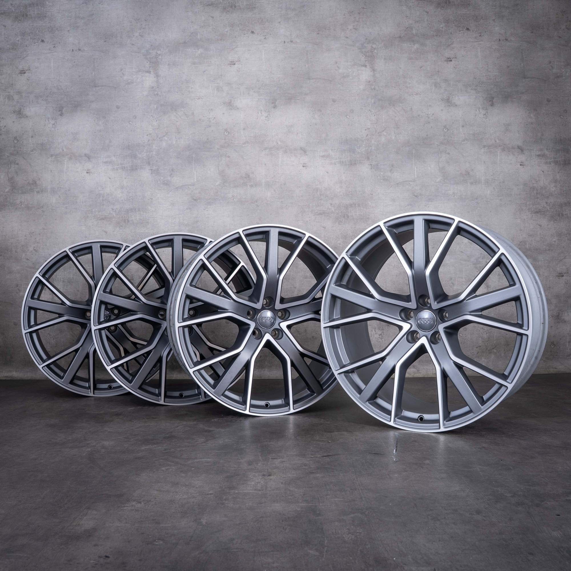 Original Audi Q7 SQ7 Felgen 22 Zoll 4M 4M0601025AG titan matt front glanzgedreht